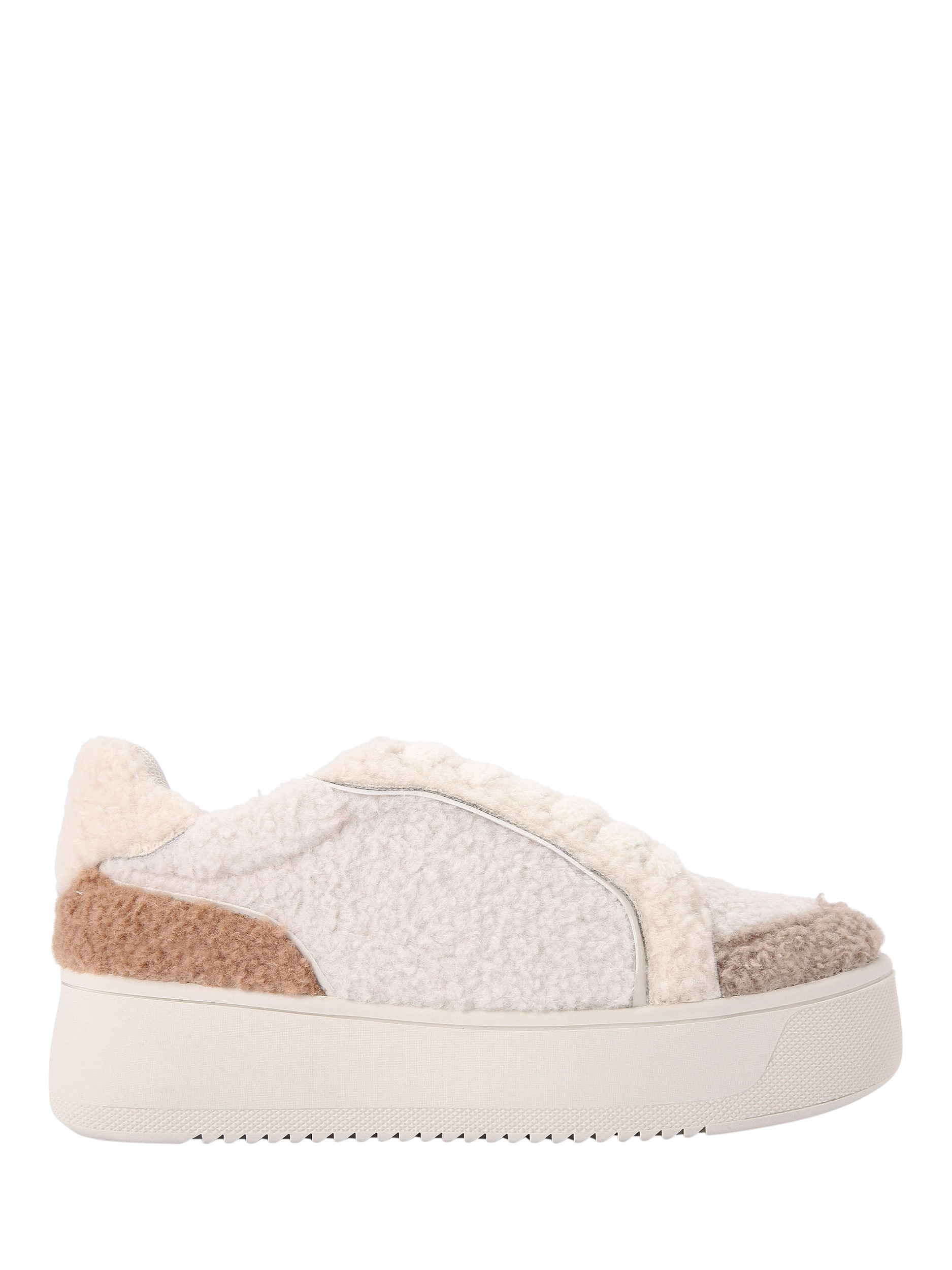 KG Kurt Geiger Lighter Faux Teddy Platform Trainers, White/Multi