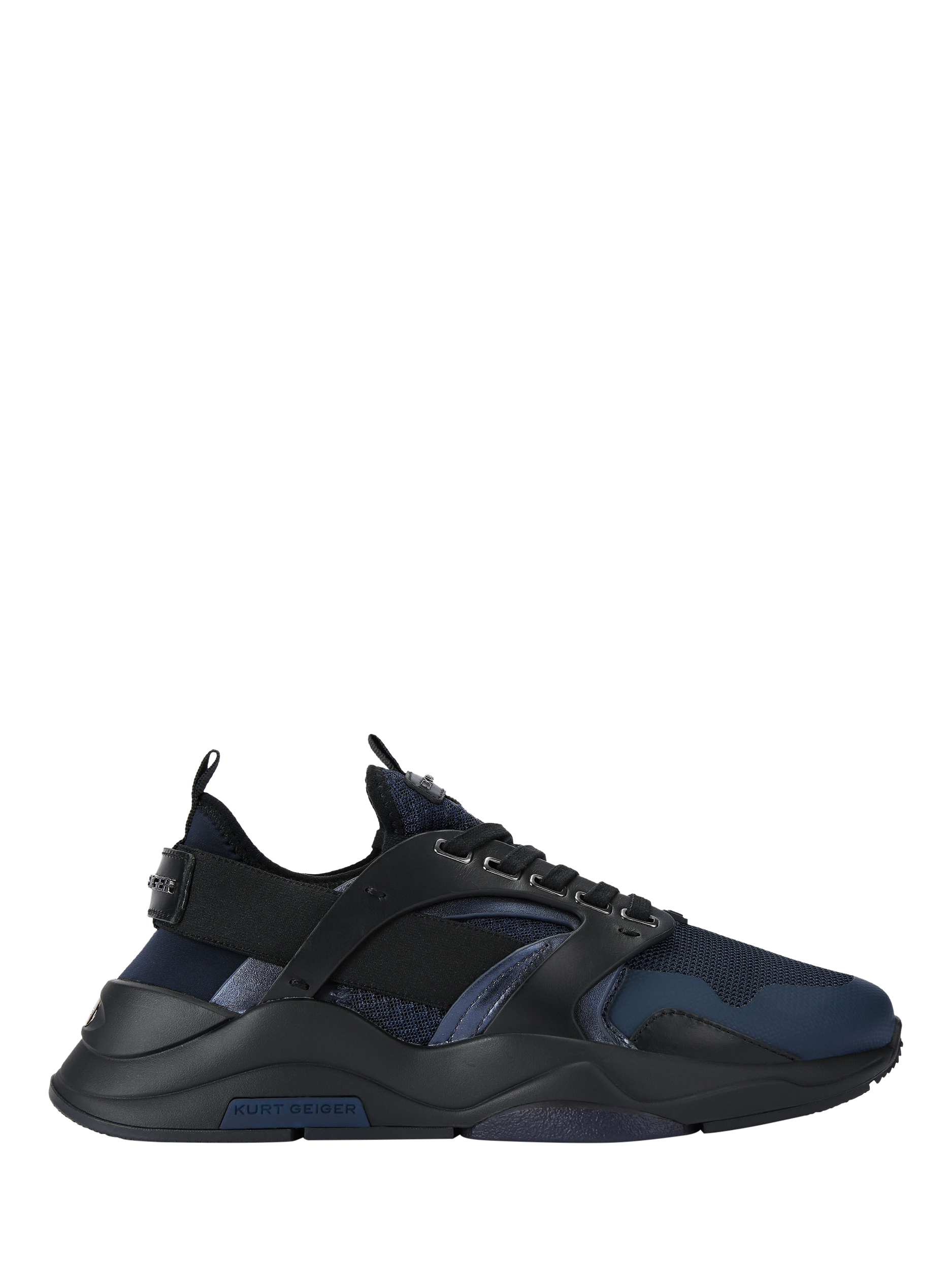 Product image 1 of 5, which shows Kurt Geiger London Richmond Leather Runner Trainers, Blue Navy, 6