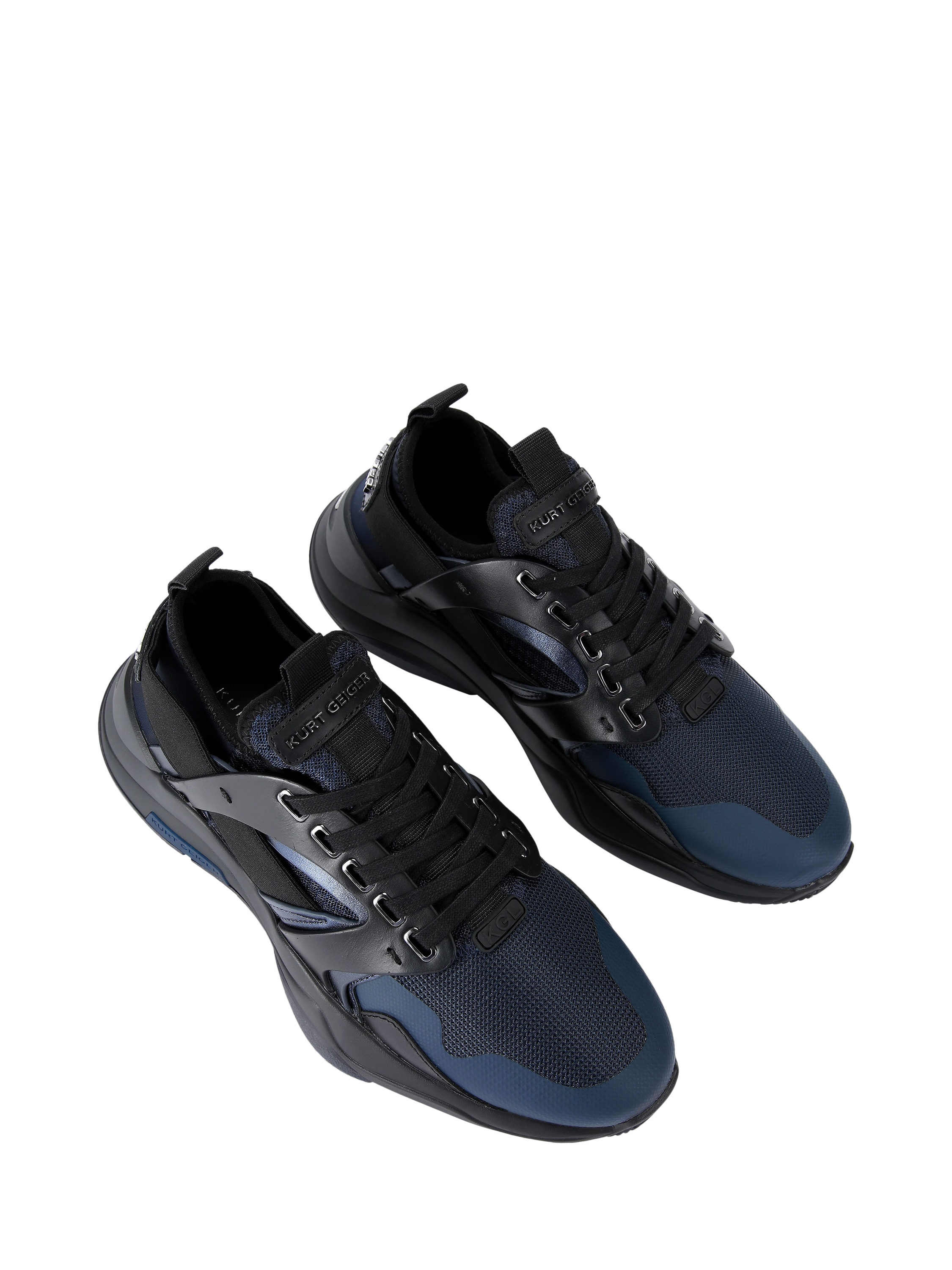 Product image 3 of 5, which shows Kurt Geiger London Richmond Leather Runner Trainers, Blue Navy, 6