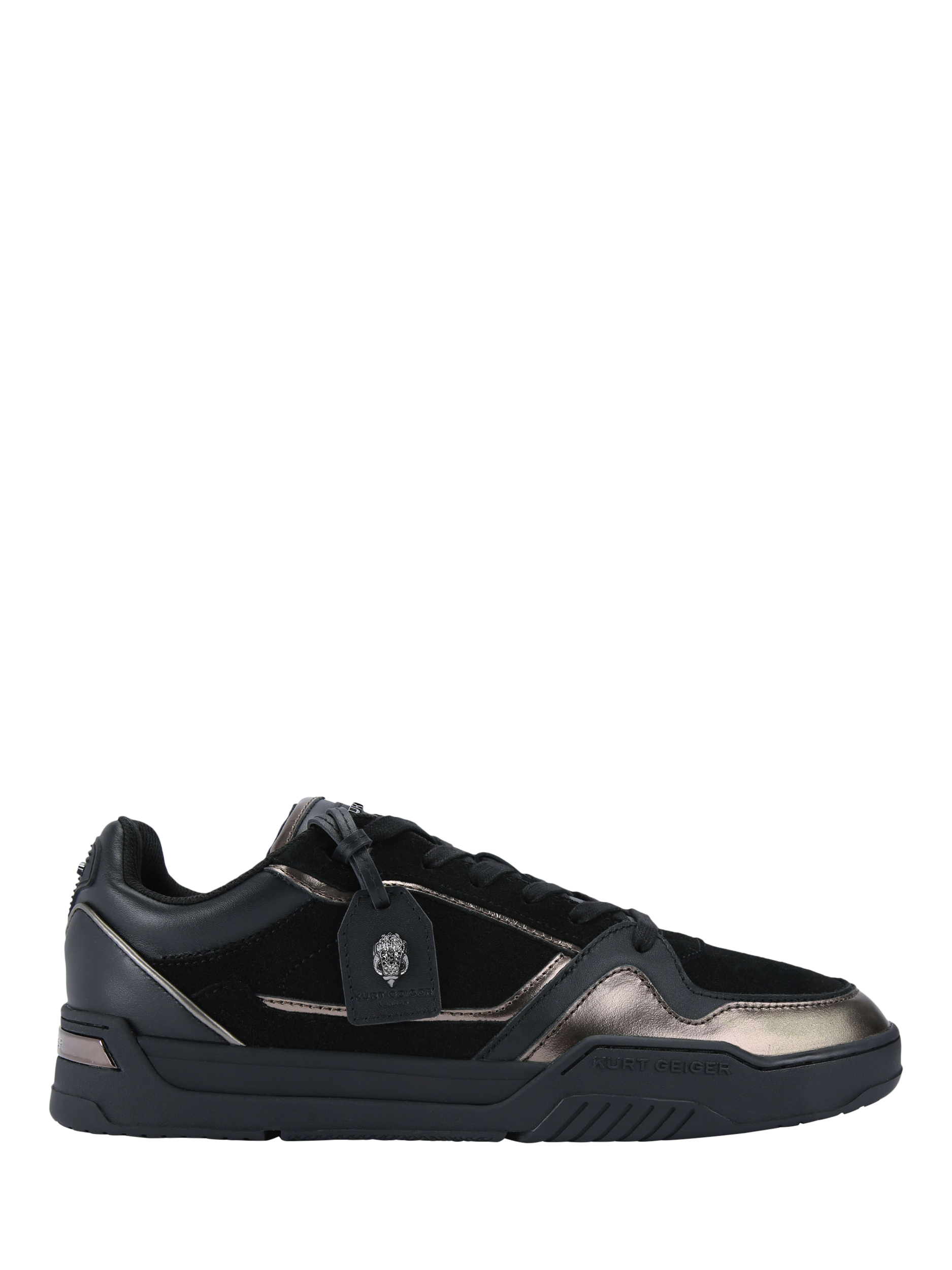 Kurt Geiger London Regan Leather Metallic Trainers Black