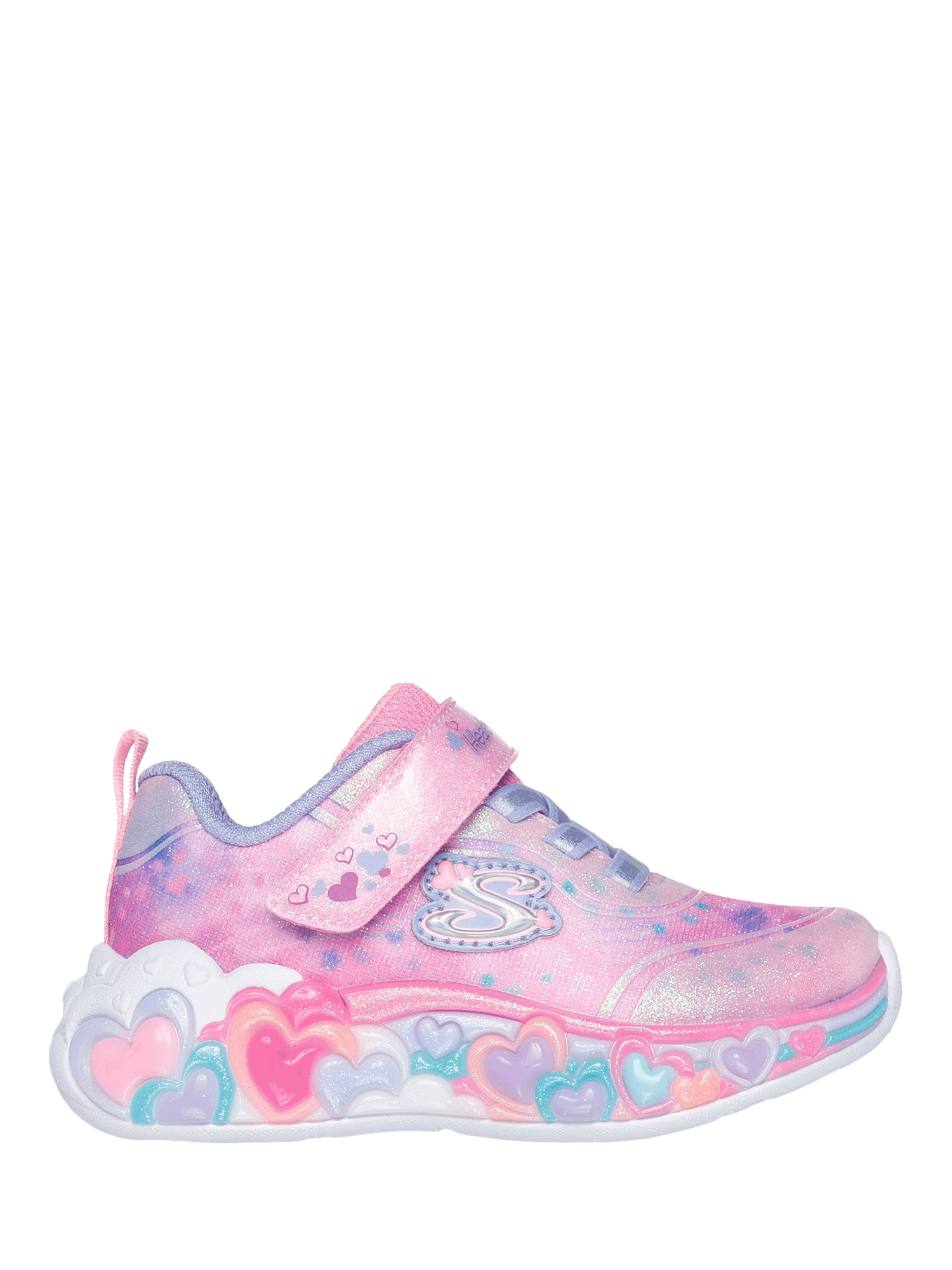 Product image 1 of 4, which shows Skechers Kids' S-Lights® Eternal Heart Lights Trainers, Lpmt, EU21