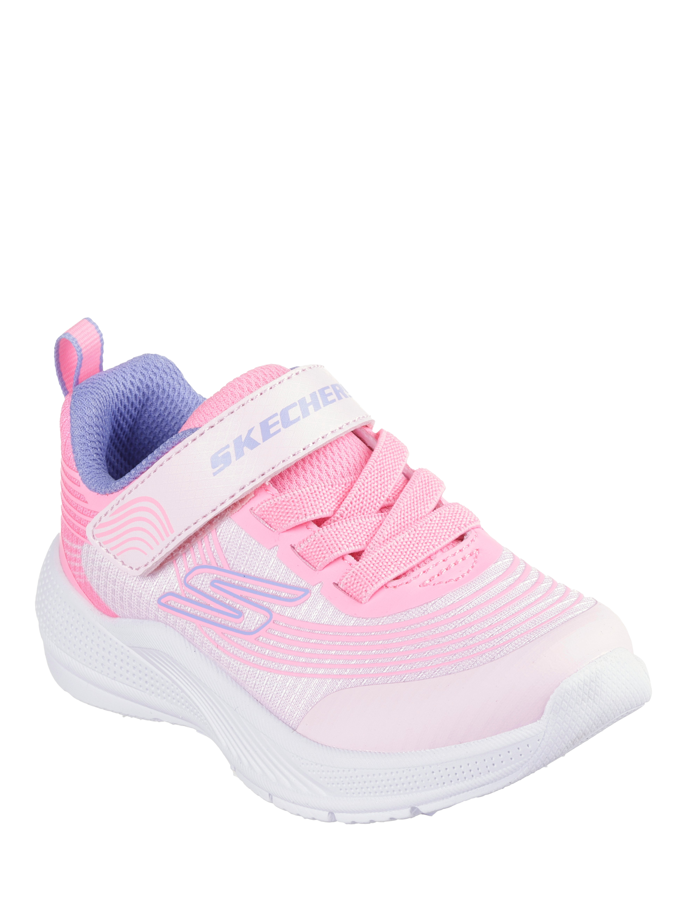 Product image 2 of 5, which shows Skechers Kids' Microspec Advance Trainers, Pink/ Lilac, EU21