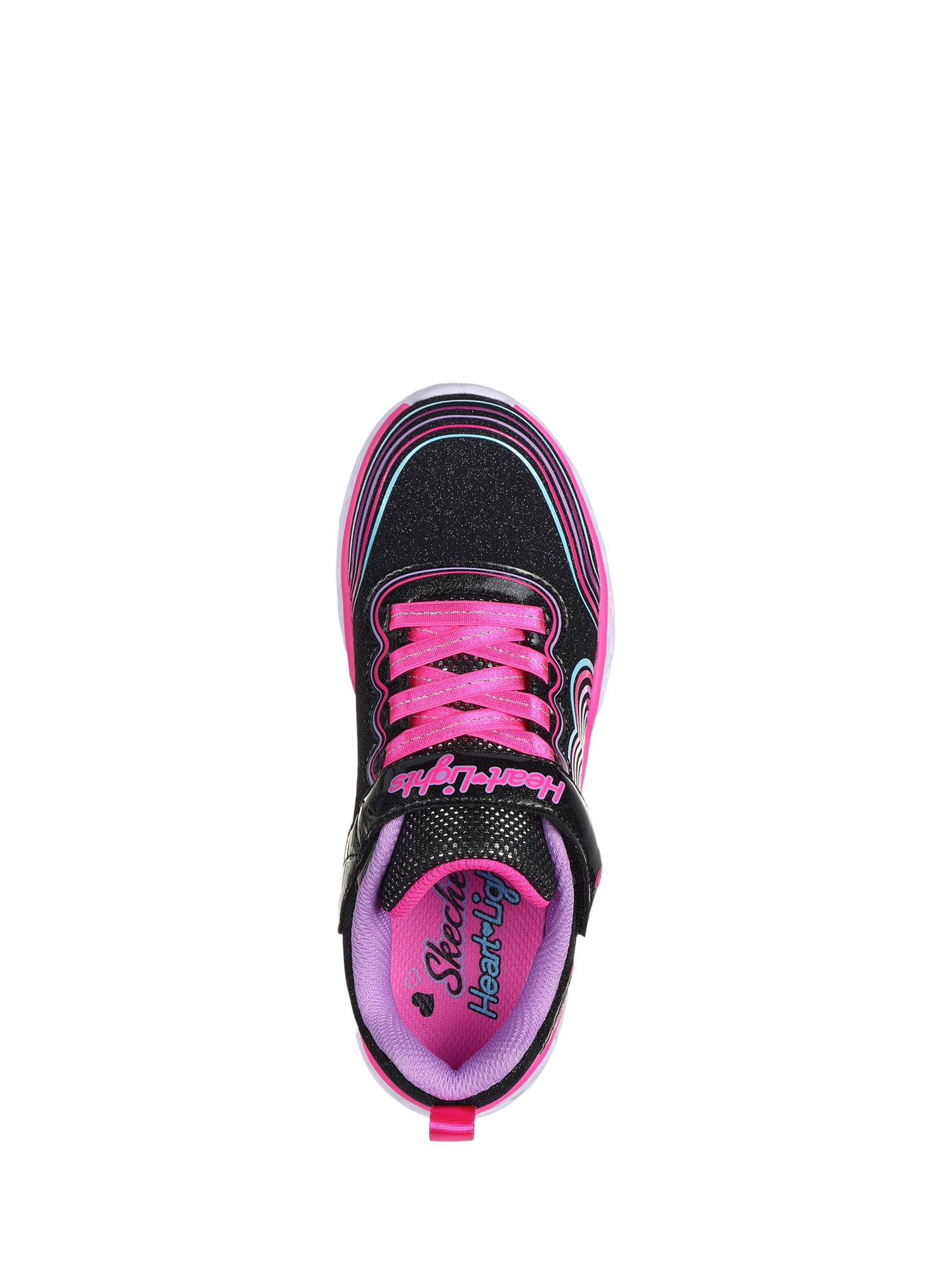 Product image 4 of 4, which shows Skechers Kids' Retro Hearts Light Up Trainers, Black/Multi, 9.5 Jnr
