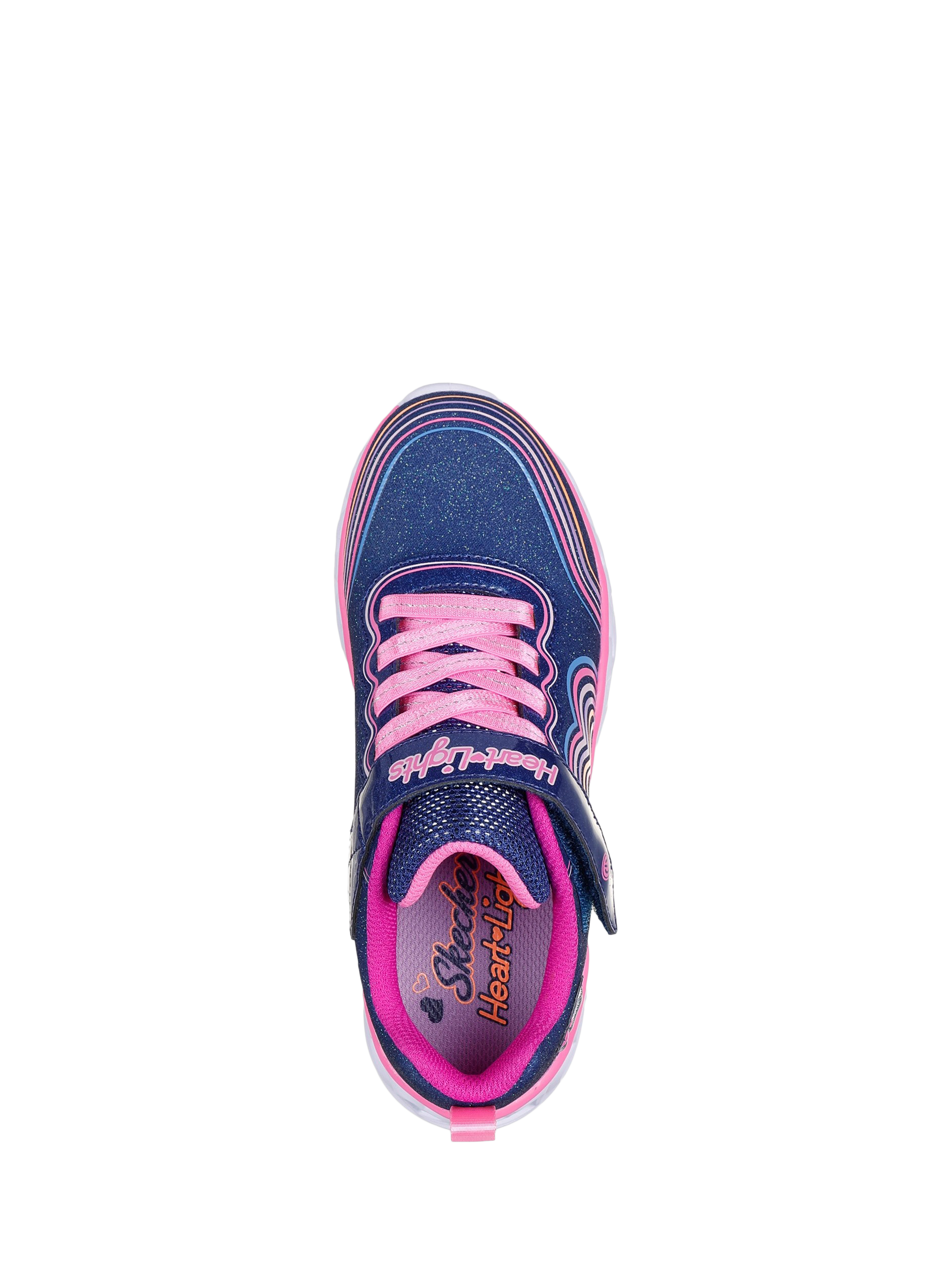 Product image 4 of 4, which shows Skechers Kids' Retro Hearts Light Up Trainers, Navy/Multi, 9.5 Jnr