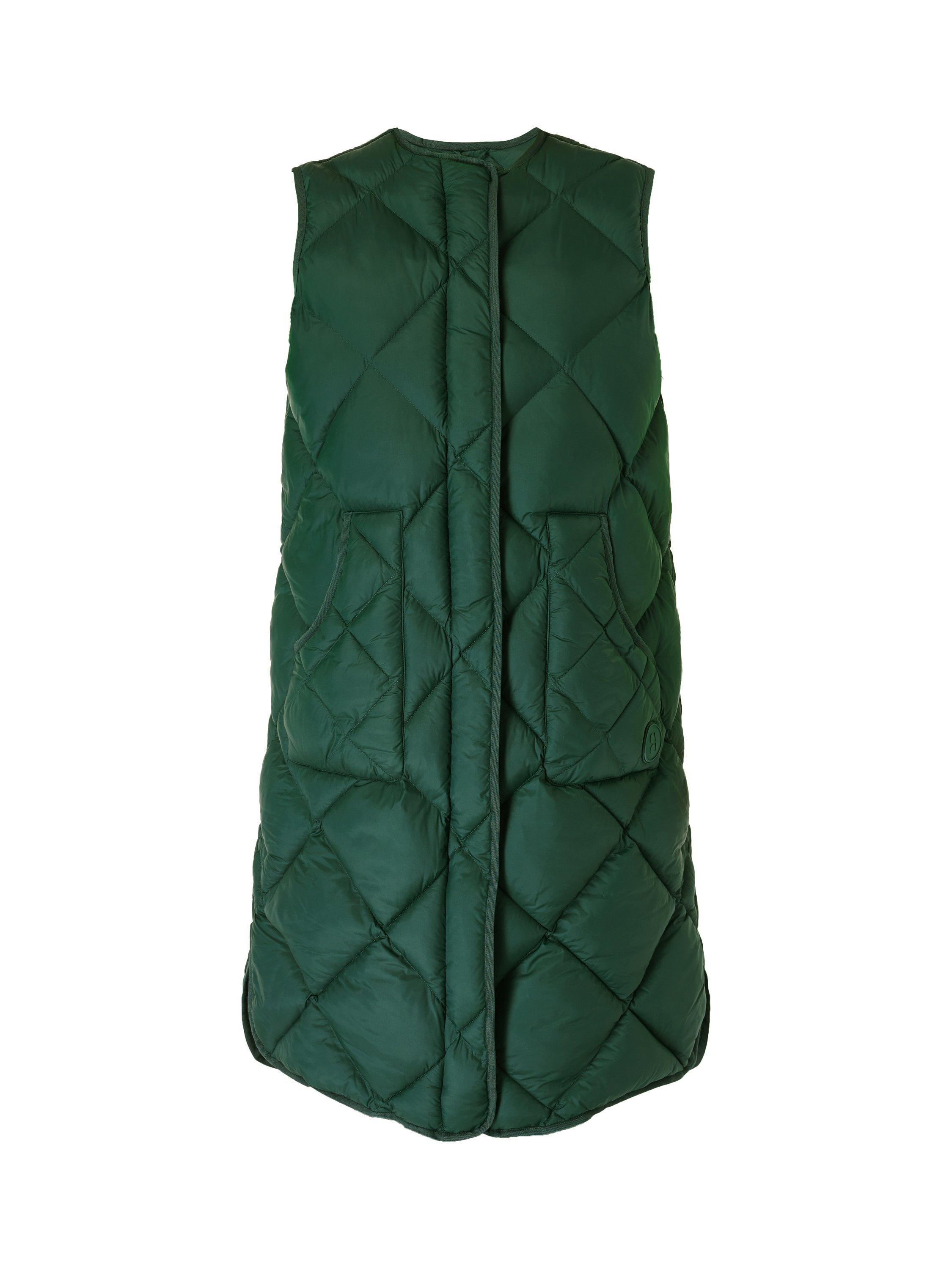 Product image 6 of 6, which shows Sweaty Betty Downtown Longline Quilted Gilet, Trek Green, L