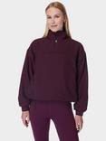 Sweaty Betty Warm Up Performance Fleece Lined Half Zip Jacket, Midnight Cherry Purple