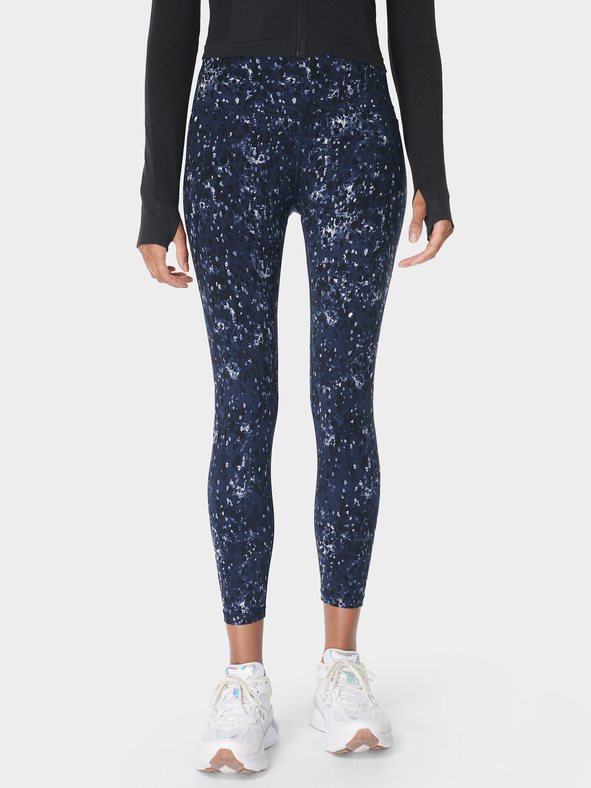 Product image 1 of 7, which shows Sweaty Betty Power 7/8 Workout Leggings, Blue Ebony Print, XXS