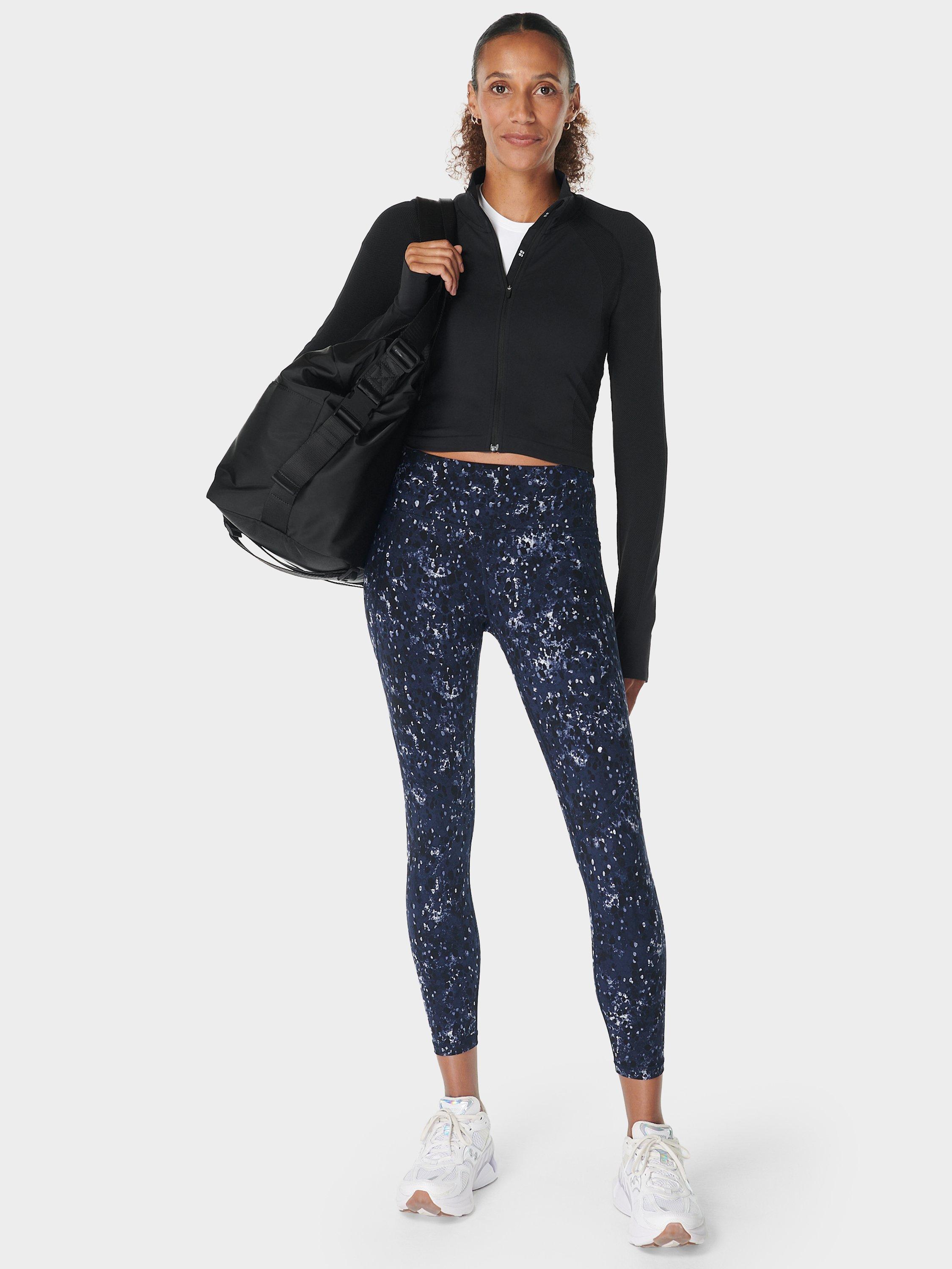 Product image 3 of 7, which shows Sweaty Betty Power 7/8 Workout Leggings, Blue Ebony Print, XXS