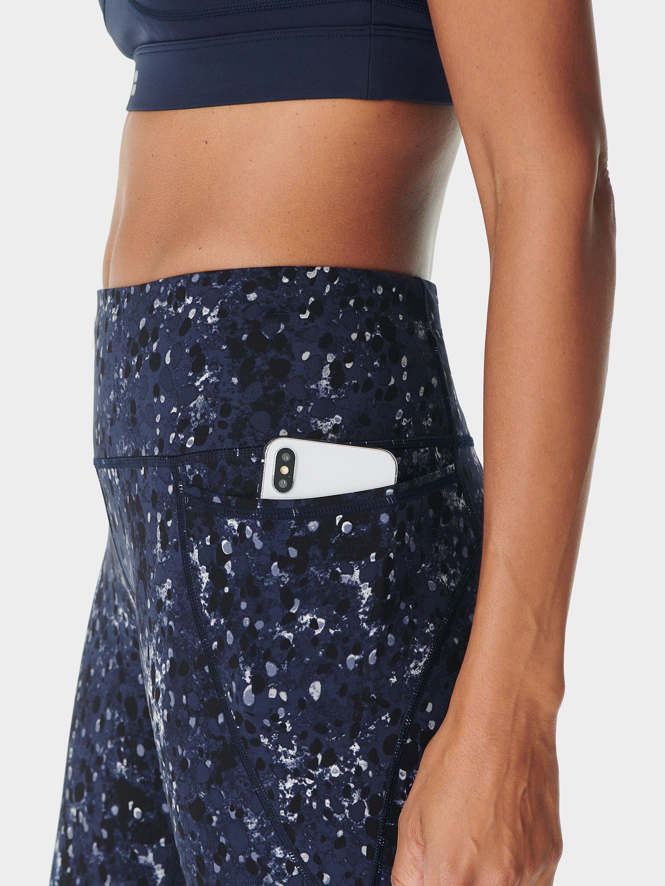 Product image 6 of 7, which shows Sweaty Betty Power 7/8 Workout Leggings, Blue Ebony Print, XXS