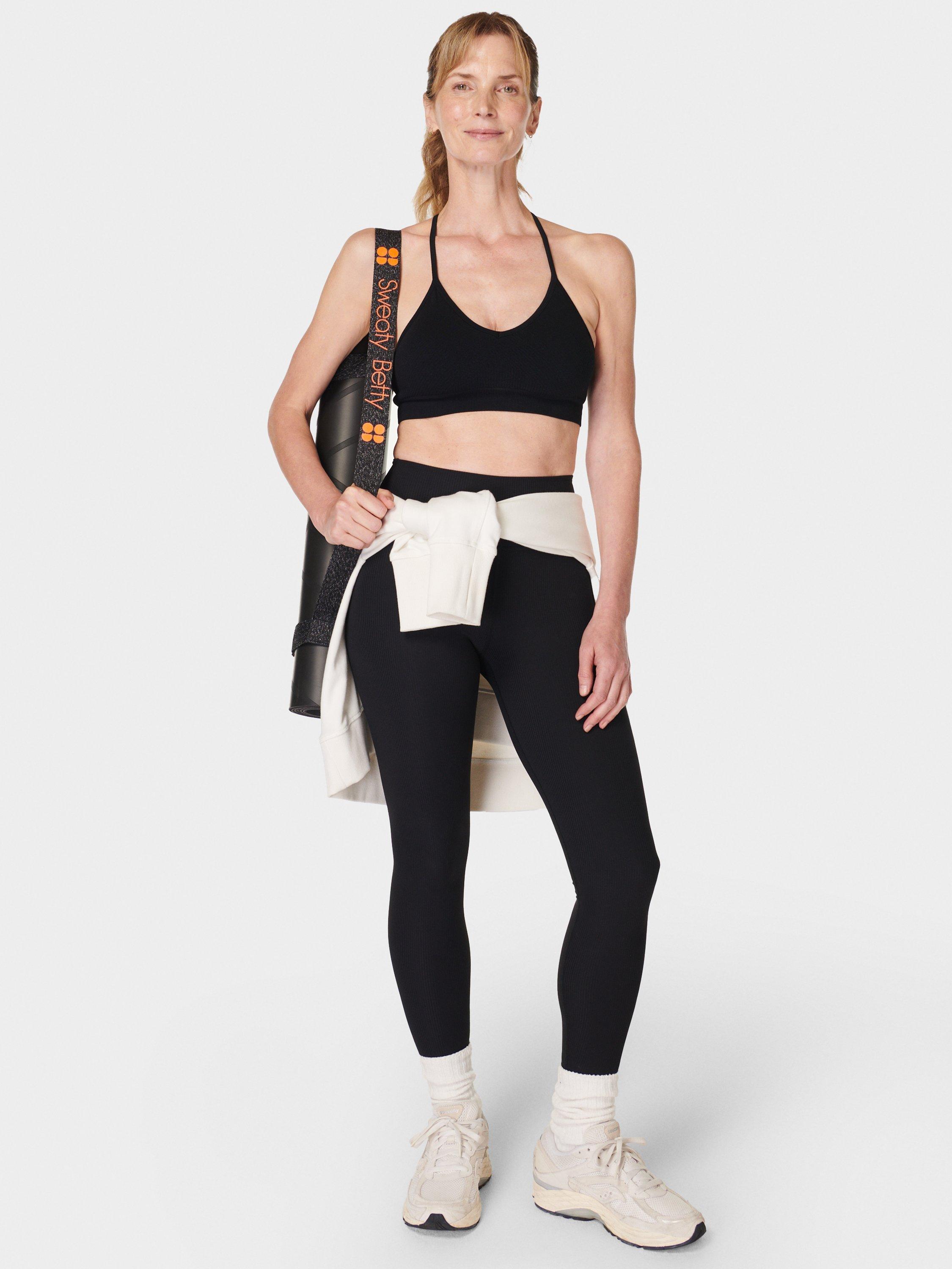 Product image 3 of 6, which shows Sweaty Betty Glow Flex Rib 7/8 Sports Leggings, Black, M