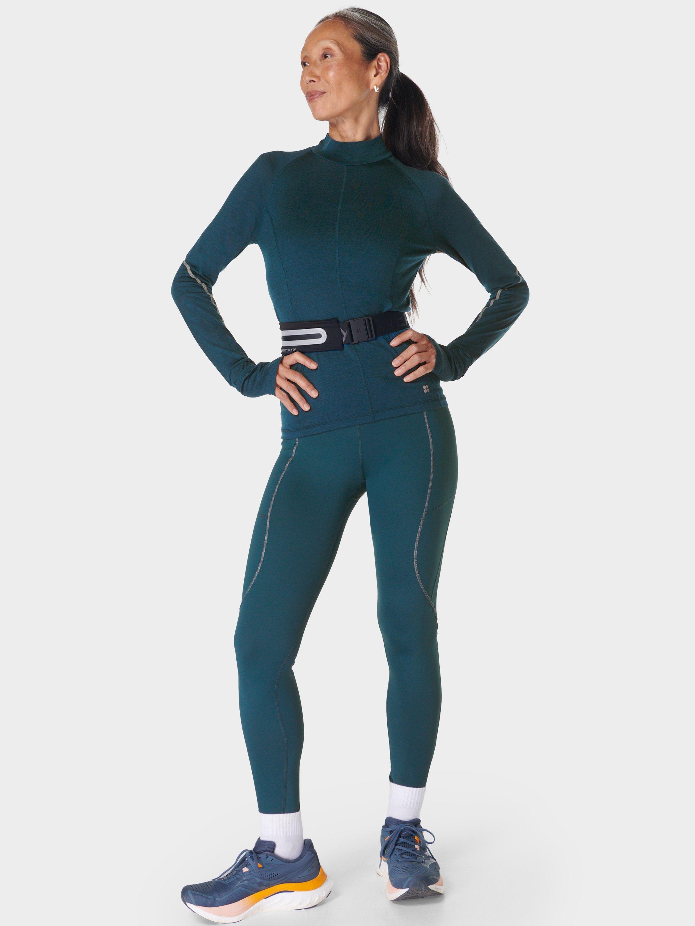 Product image 3 of 8, which shows Sweaty Betty Winter Run Leggings, Deep Green, XS