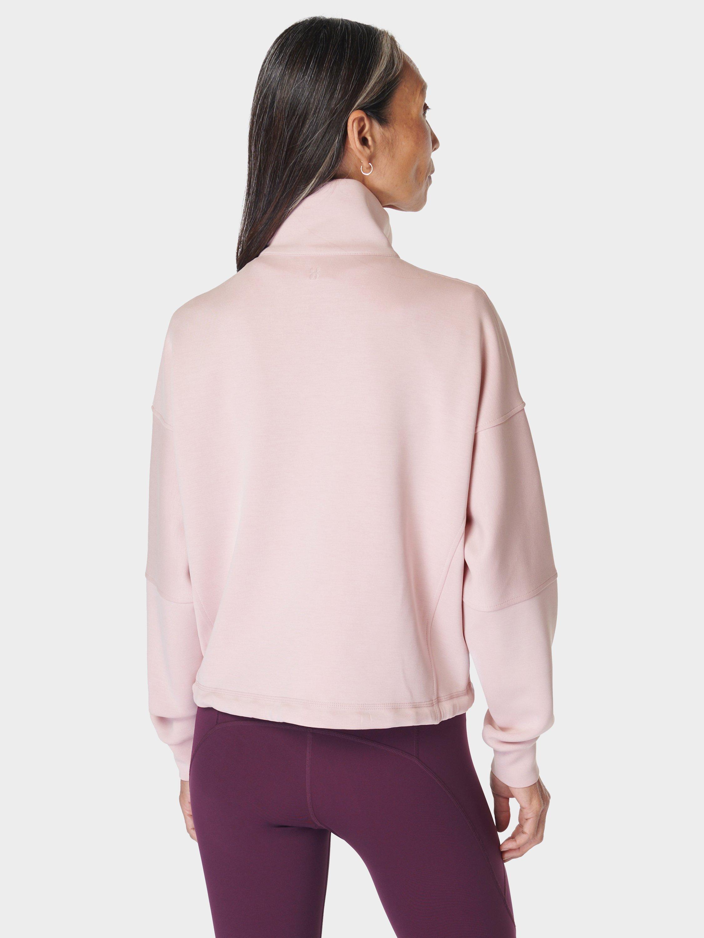 Sweaty Betty Sand Wash Funnel Neck Half Zip Sweatshirt Pirouette Pink