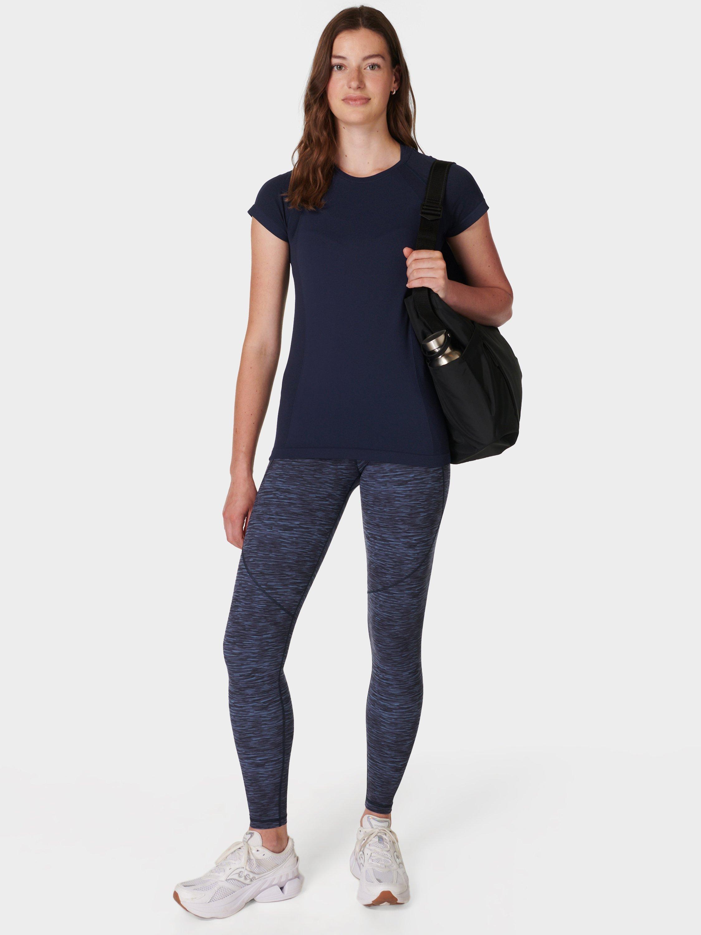 Product image 2 of 7, which shows Sweaty Betty Power Gym Leggings, Blue Melange Print, XXS
