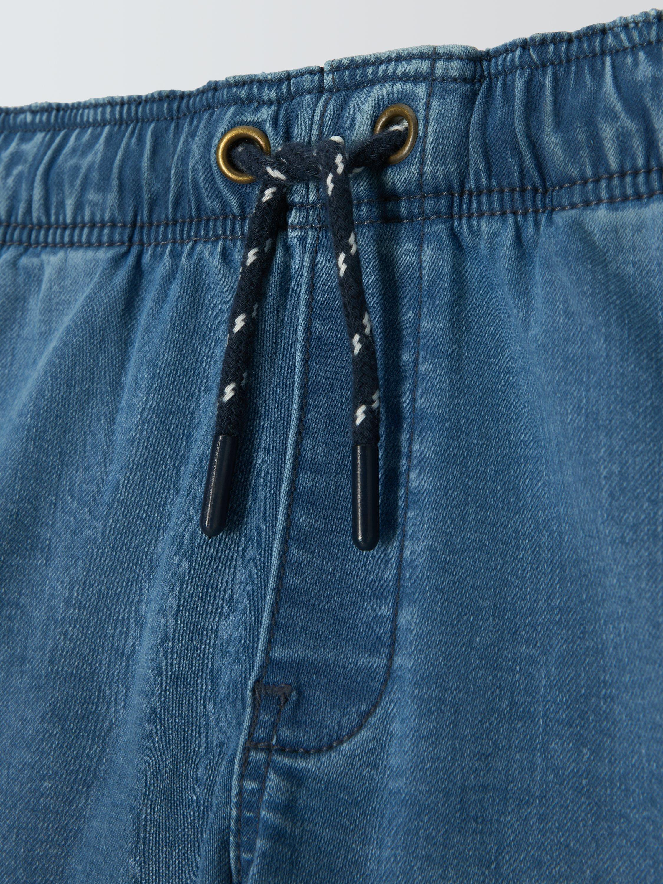 Product image 5 of 7, which shows John Lewis Kids' Cargo Pull On Denim Shorts, Blue Wash, 2 years