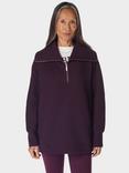 Sweaty Betty Radiant 1/2 Zip Sweatshirt, Tranquil Grey Marl, Midnight Cherry Purple