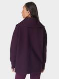 Sweaty Betty Radiant 1/2 Zip Sweatshirt, Tranquil Grey Marl, Midnight Cherry Purple