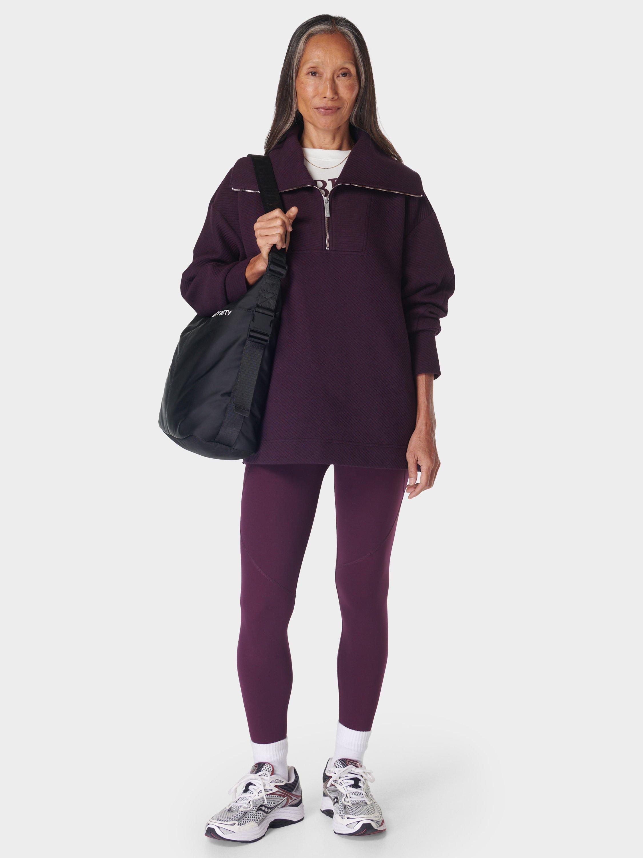 Product image 3 of 6, which shows Sweaty Betty Radiant 1/2 Zip Sweatshirt, Midnight Cherry Purple, XS