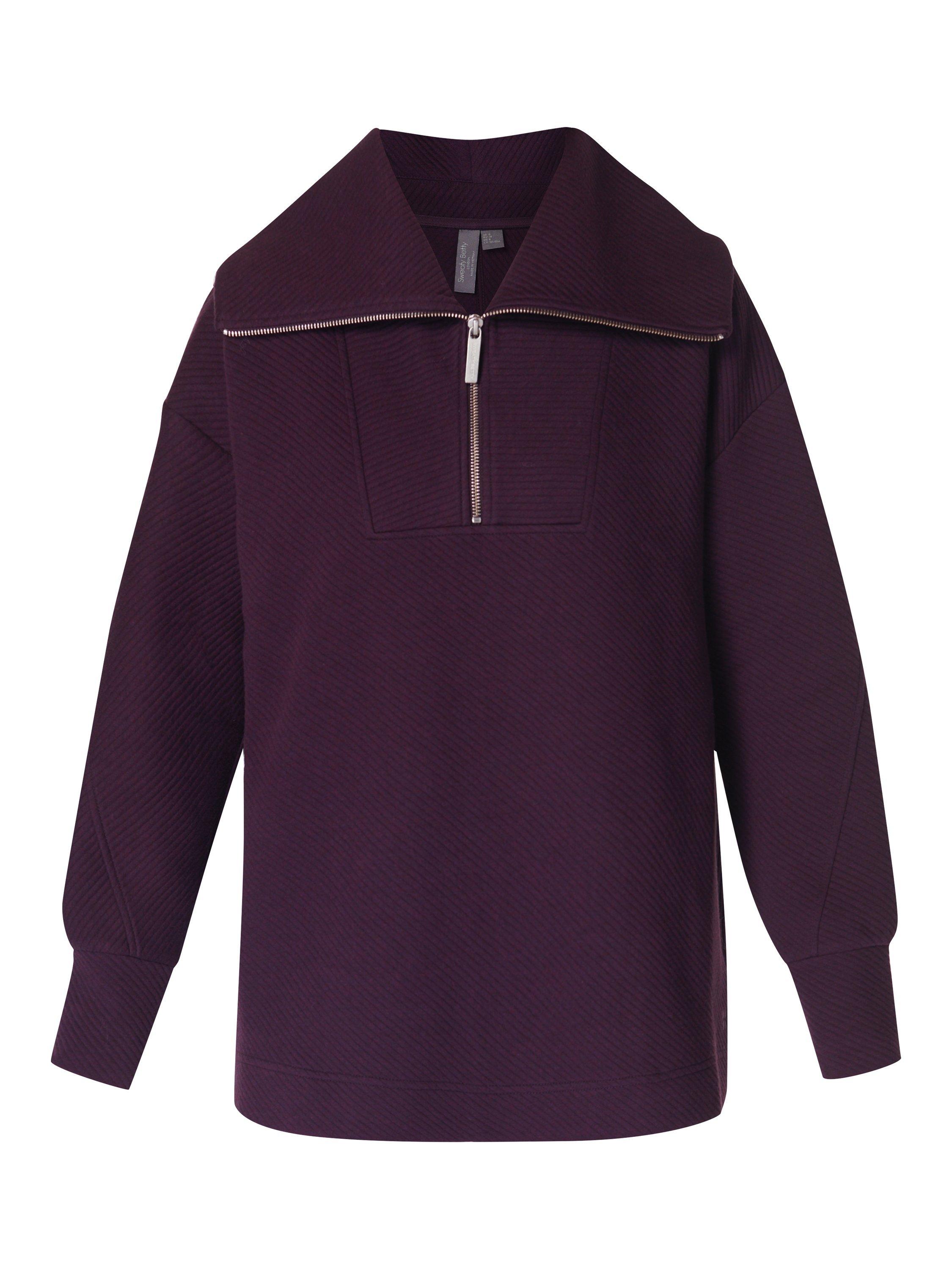 Product image 6 of 6, which shows Sweaty Betty Radiant 1/2 Zip Sweatshirt, Midnight Cherry Purple, XS