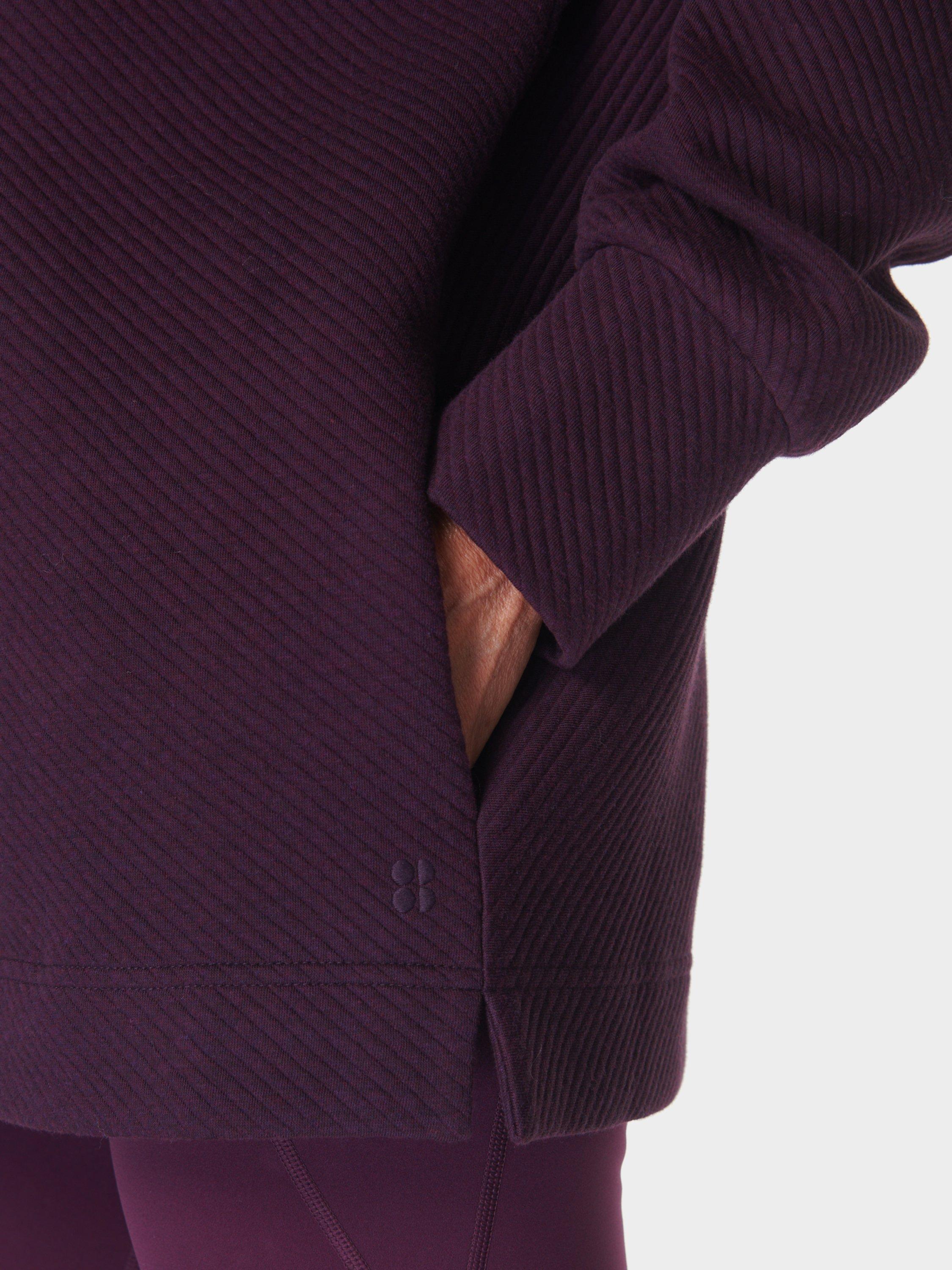 Product image 4 of 6, which shows Sweaty Betty Radiant 1/2 Zip Sweatshirt, Midnight Cherry Purple, XS