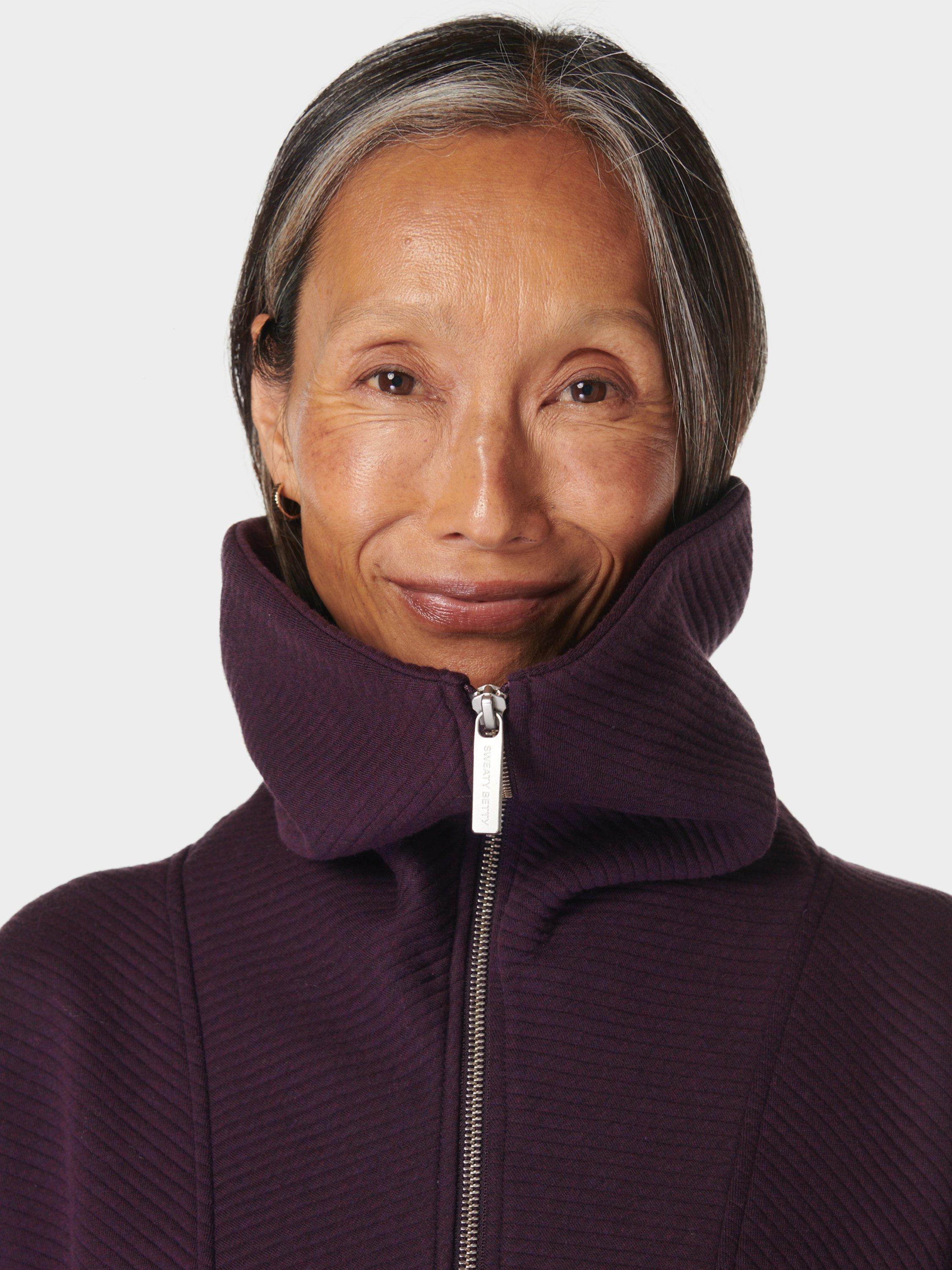 Product image 5 of 6, which shows Sweaty Betty Radiant 1/2 Zip Sweatshirt, Midnight Cherry Purple, XS