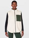 Sweaty Betty Roam Fleece Gilet, Lilywhite/Khaki