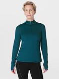 Sweaty Betty Therma Boost Half Zip Running Top, Deep Green