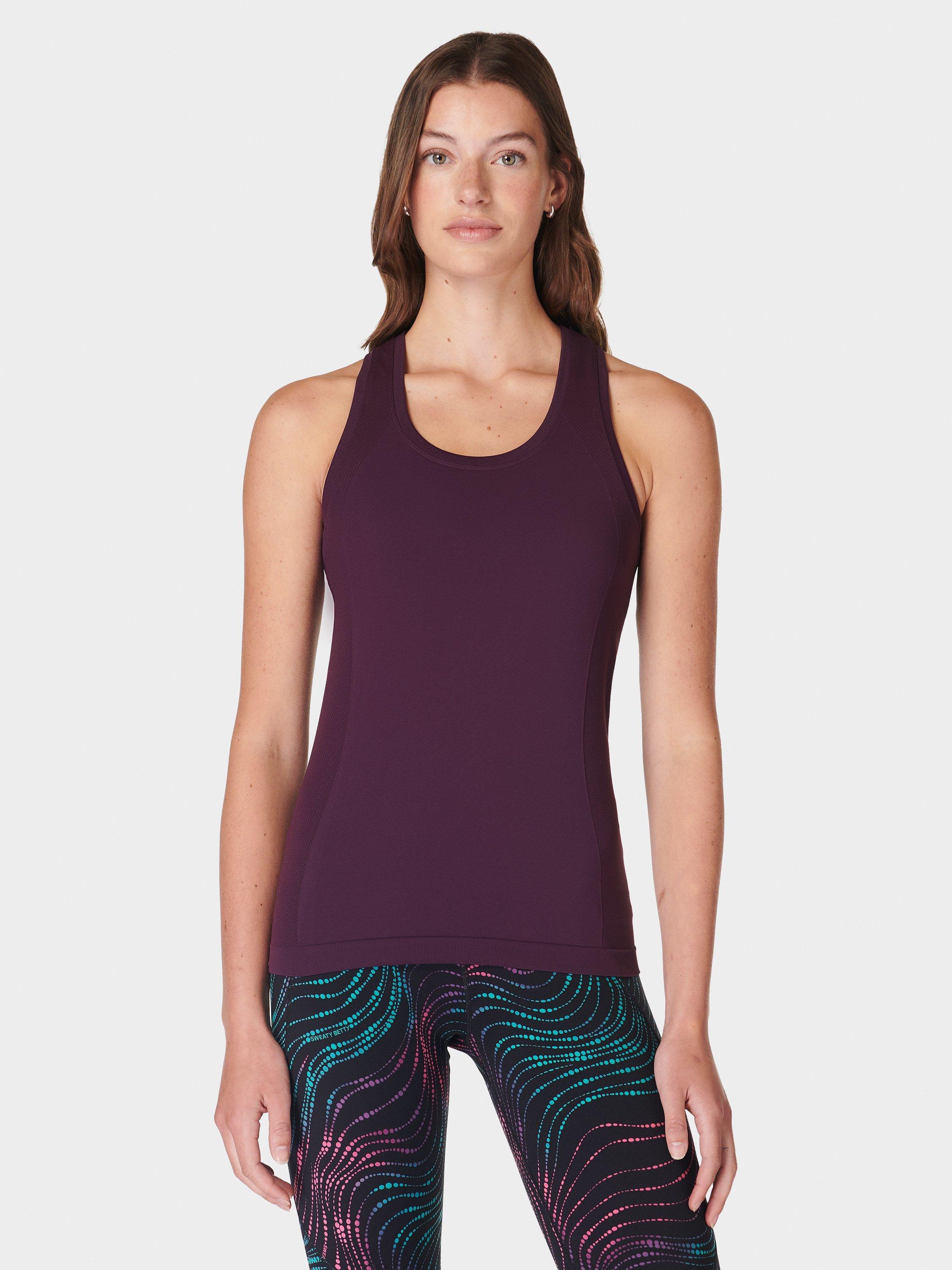 Product image 1 of 6, which shows Sweaty Betty Athlete Seamless Workout Tank Top, Purple Mid, XXS