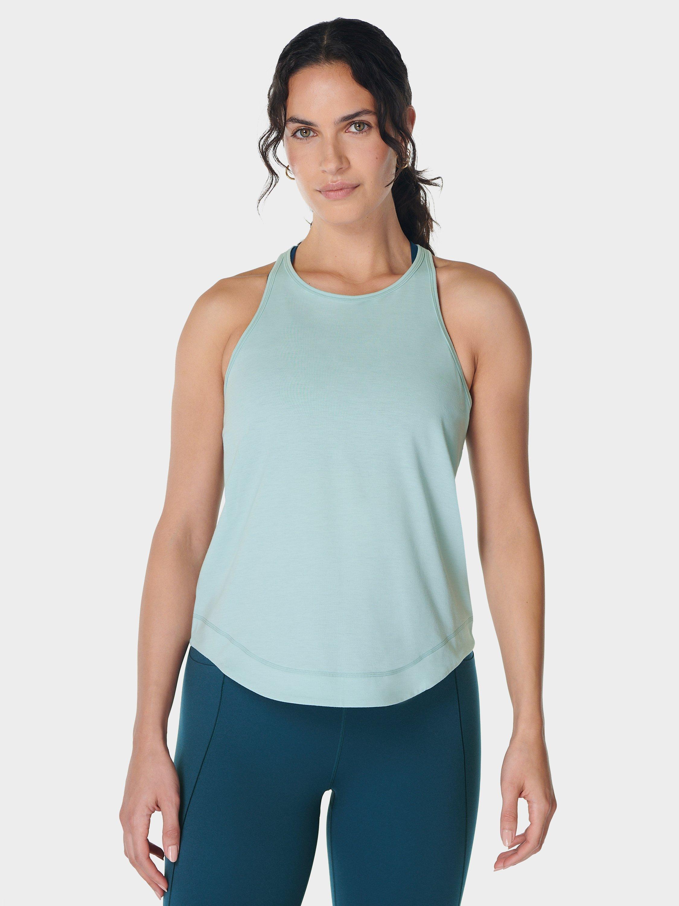 Sweaty Betty Breathe Easy Run Tank Top, Muted Teal Blue