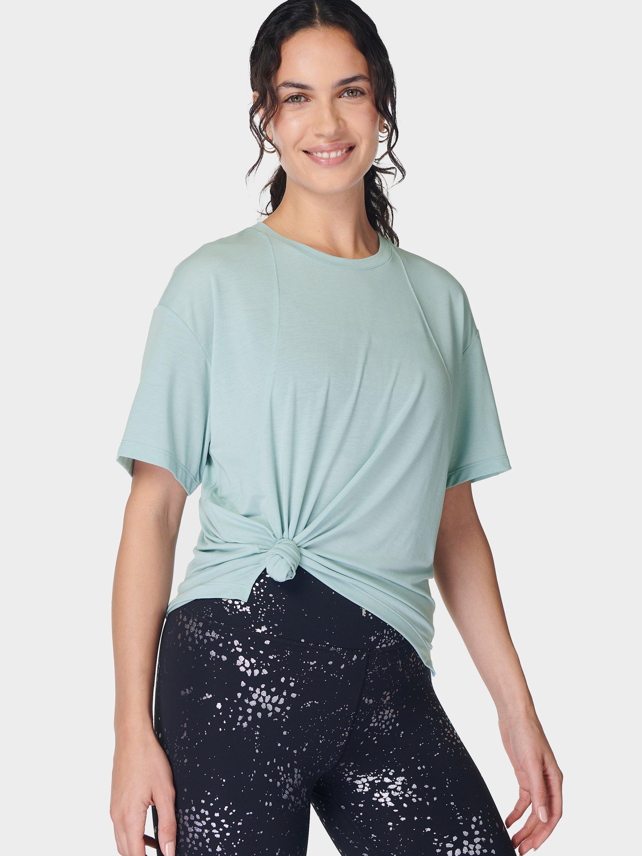Sweaty Betty Soft Flow Studio T-Shirt, Muted Teal Blue