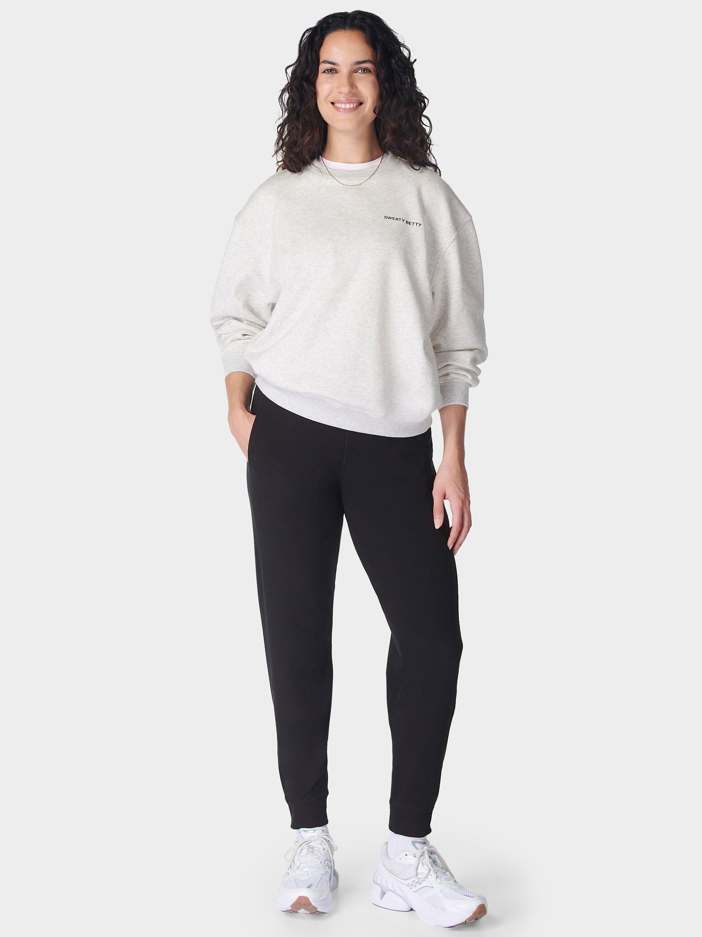 Product image 3 of 7, which shows Sweaty Betty Luxe Fleece 27" Joggers, Black, XXS