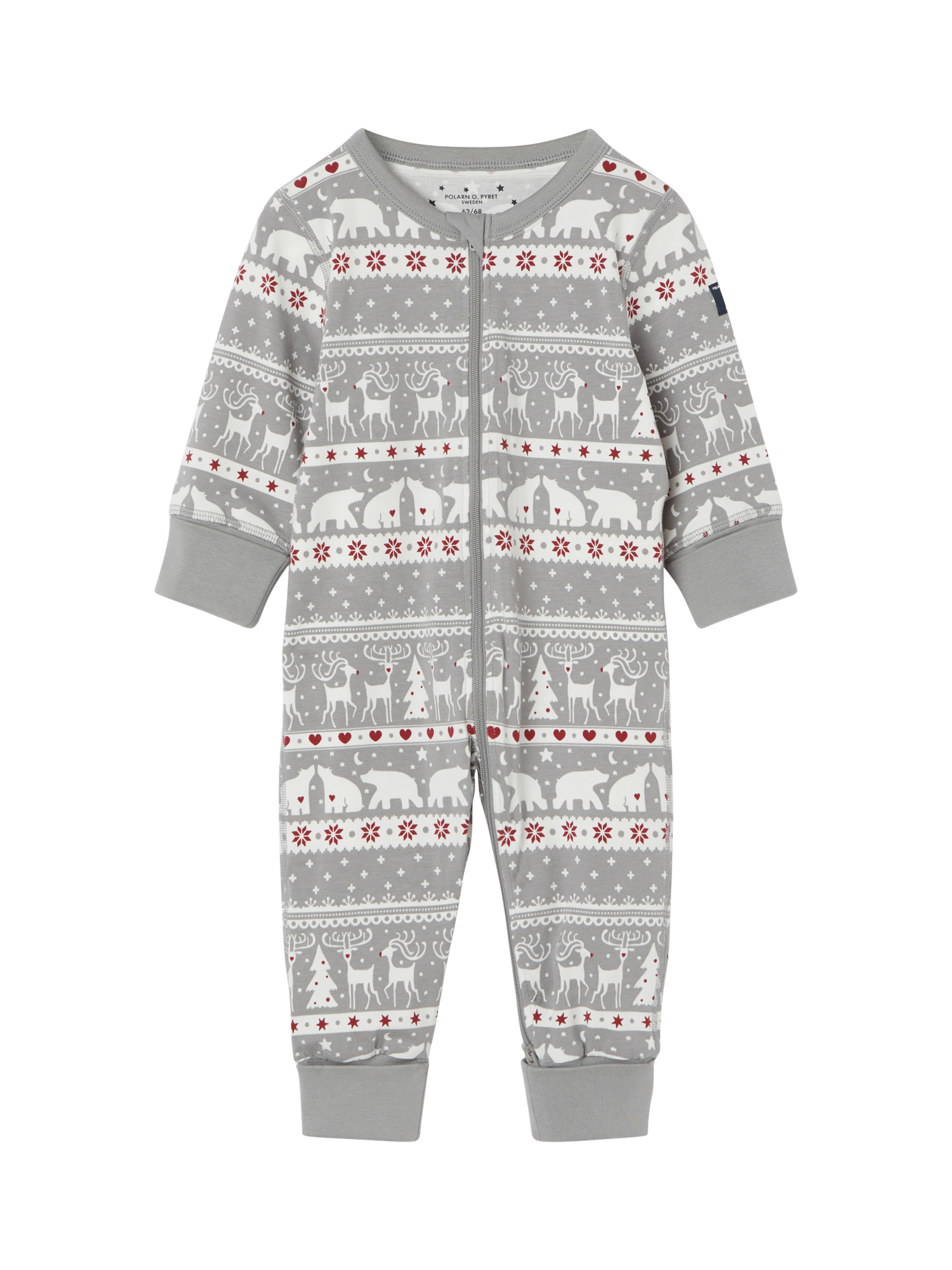 Polarn O. Pyret Baby Nordic Animal Print Sleepsuit, Grey