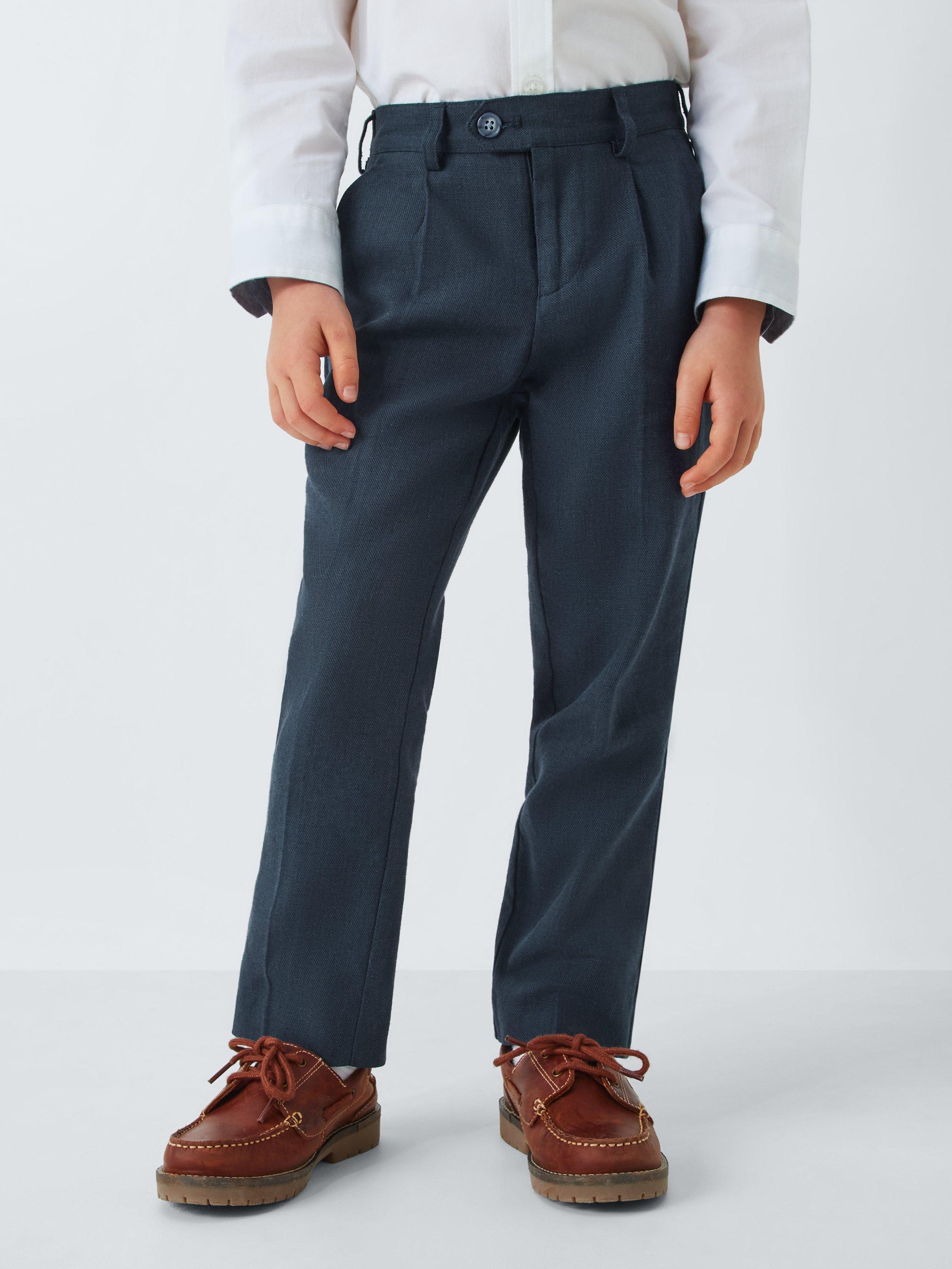 Product image 1 of 8, which shows John Lewis Heirloom Collection Kids' Straight Tailored Trousers, Blue, 2 years