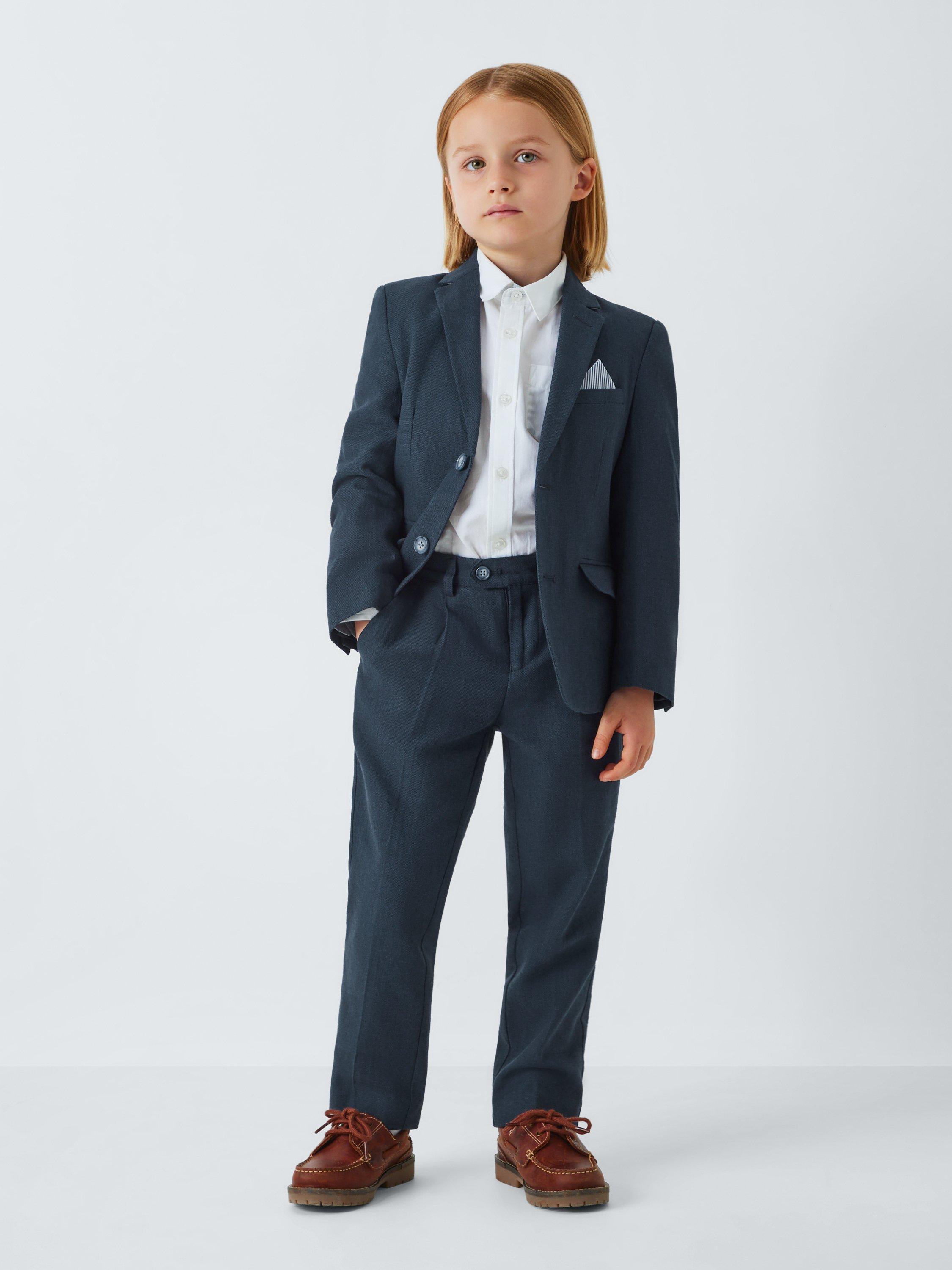 Product image 2 of 8, which shows John Lewis Heirloom Collection Kids' Straight Tailored Trousers, Blue, 2 years