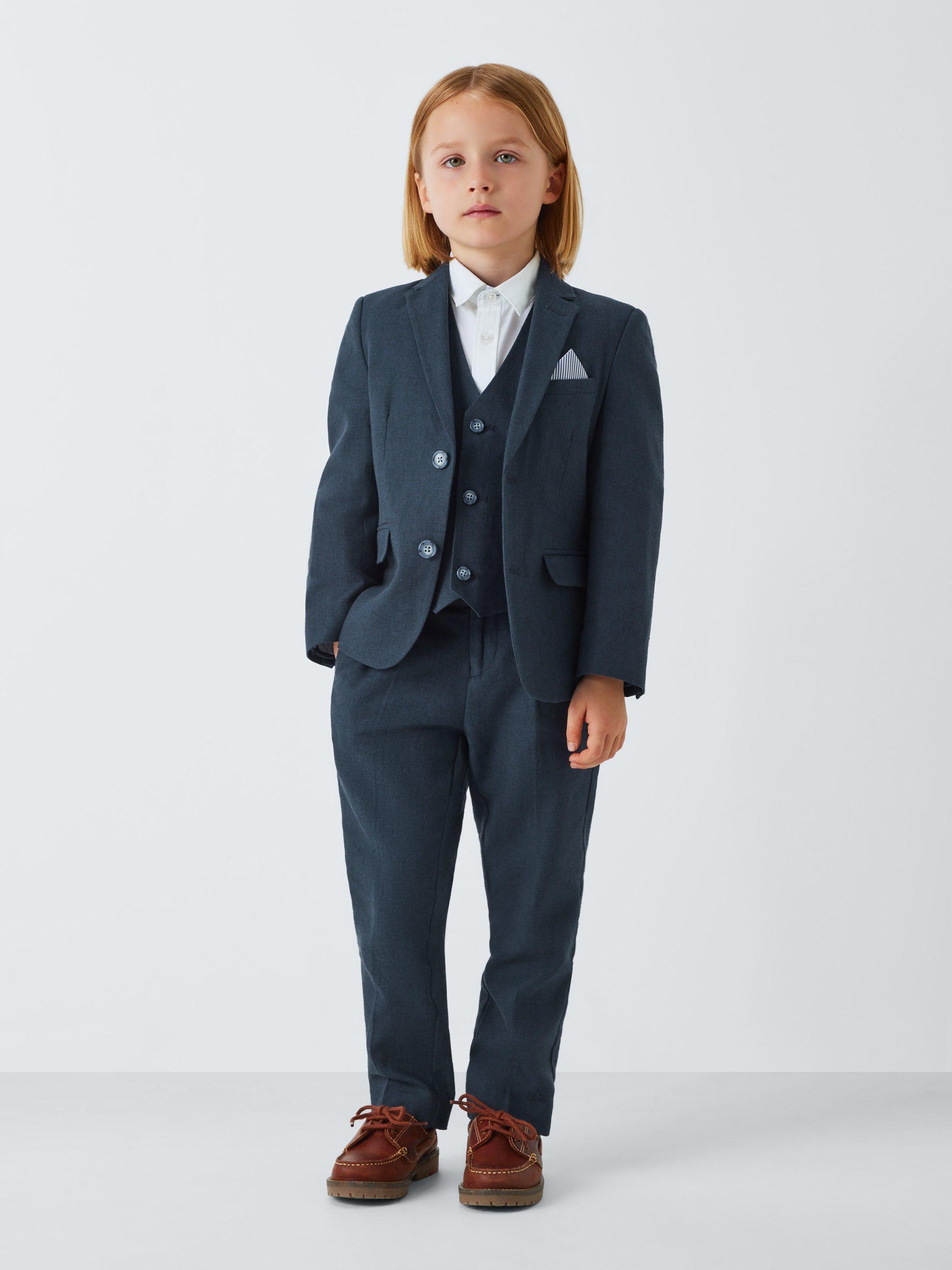 Product image 3 of 8, which shows John Lewis Heirloom Collection Kids' Straight Tailored Trousers, Blue, 2 years