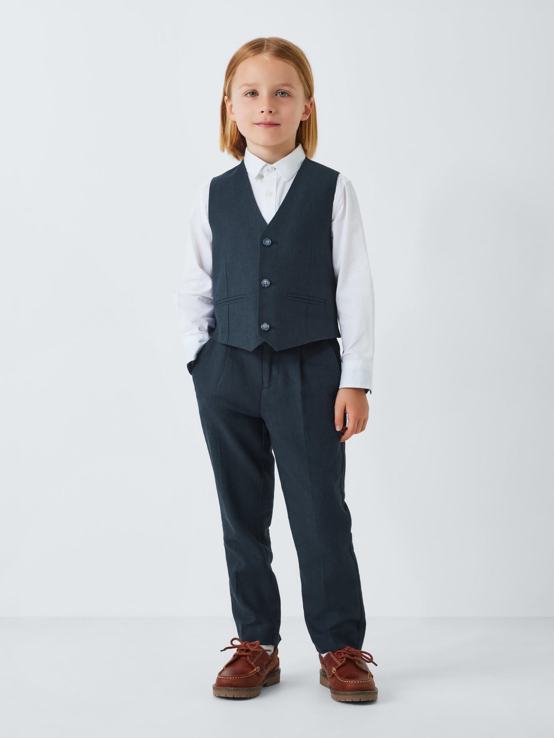 Product image 8 of 8, which shows John Lewis Heirloom Collection Kids' Tailored Waistcoat, Blue, 2 years