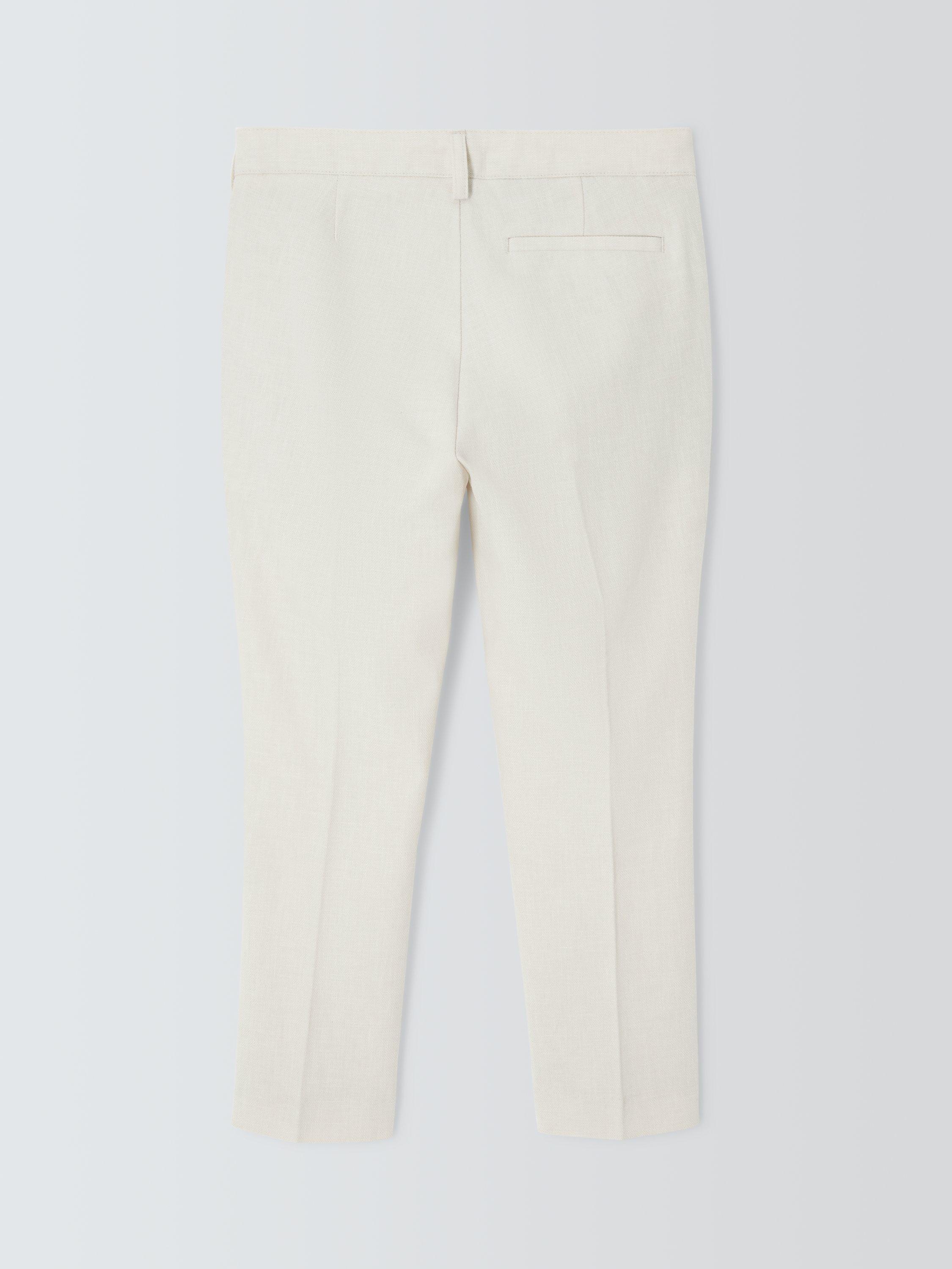 Product image 4 of 7, which shows John Lewis Heirloom Collection Kids' Straight Tailored Trousers With Linen, Cream, Brown, 2 years