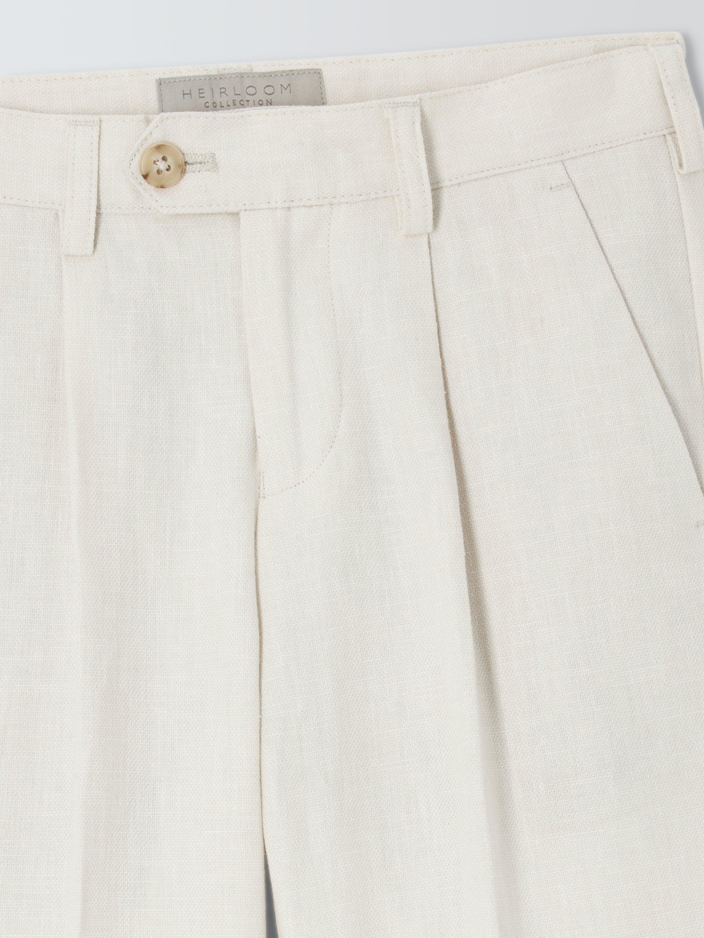 Product image 5 of 7, which shows John Lewis Heirloom Collection Kids' Straight Tailored Trousers With Linen, Cream, Brown, 2 years