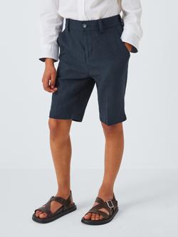 John Lewis Heirloom Collection Kids' Linen Blend Shorts, Blue, Blue