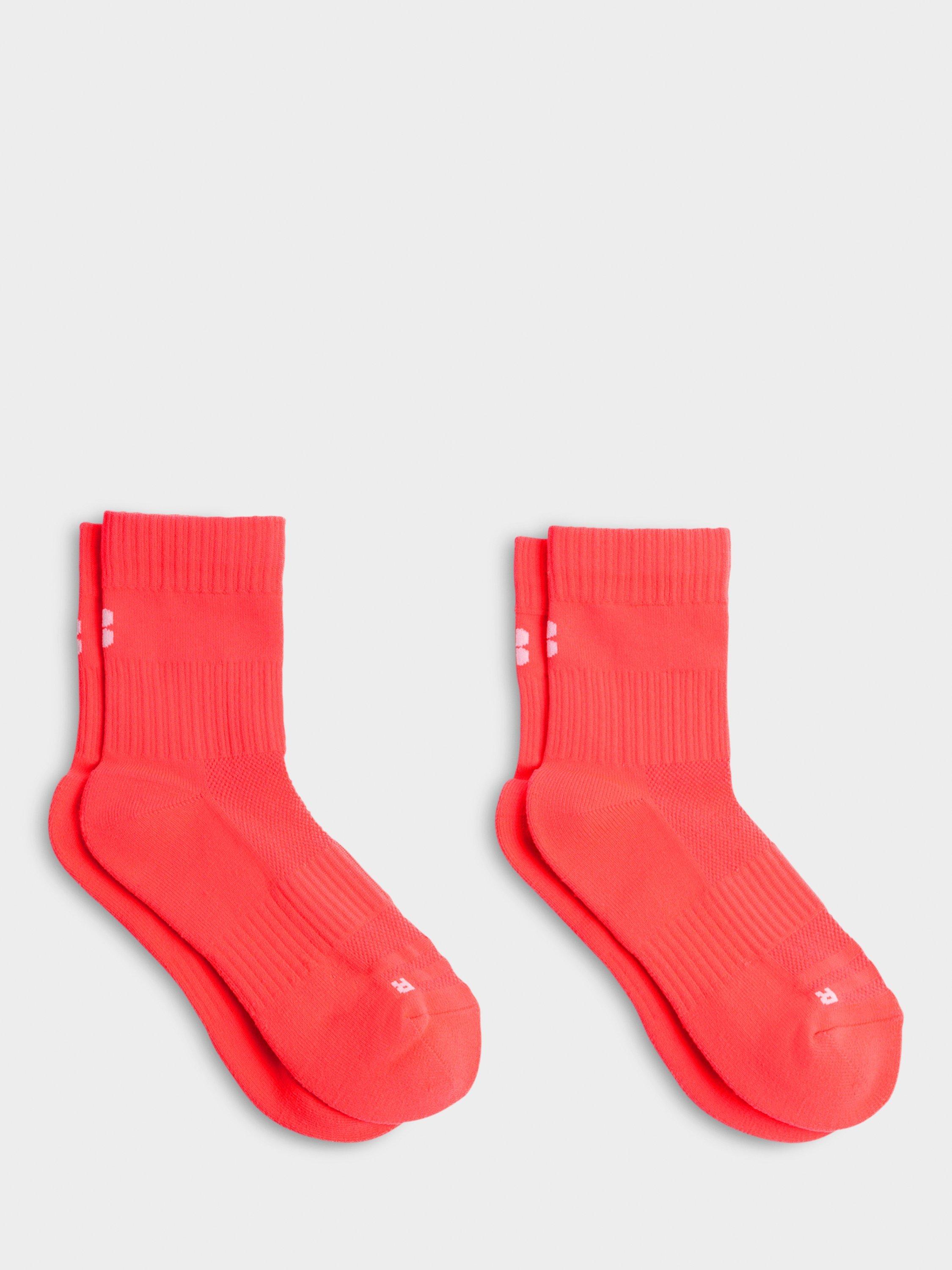 Product image 2 of 2, which shows Sweaty Betty Crew Running Socks, Pack of 2, Fluro Flash Pink, 2-5