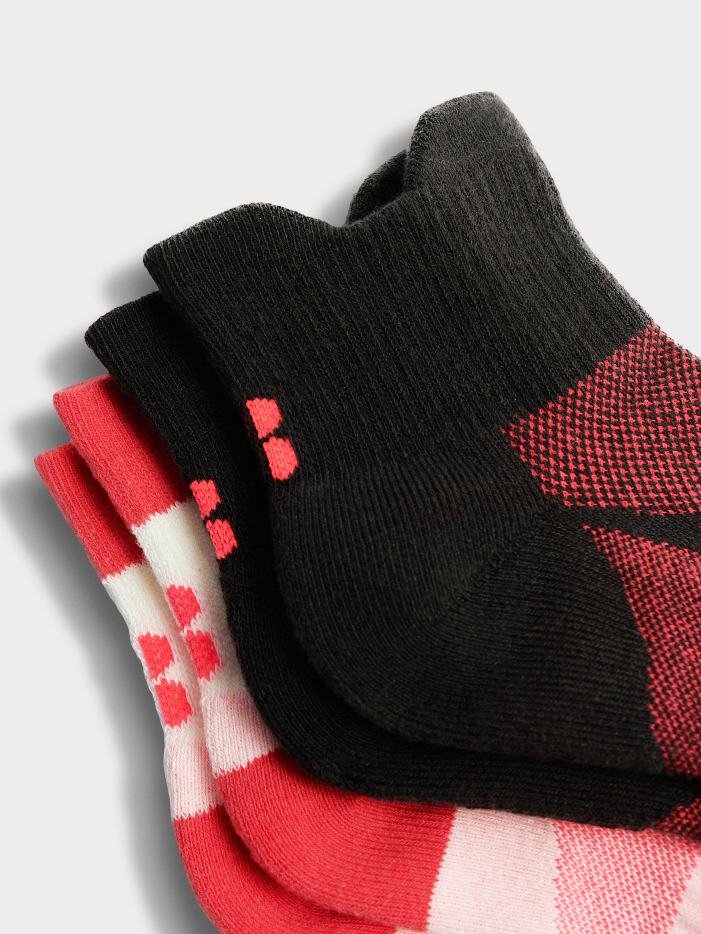 Product image 1 of 2, which shows Sweaty Betty Blister Resist Power Trainer Socks, Pack of 2, Lily White Dark Grey/Multi, 2-5