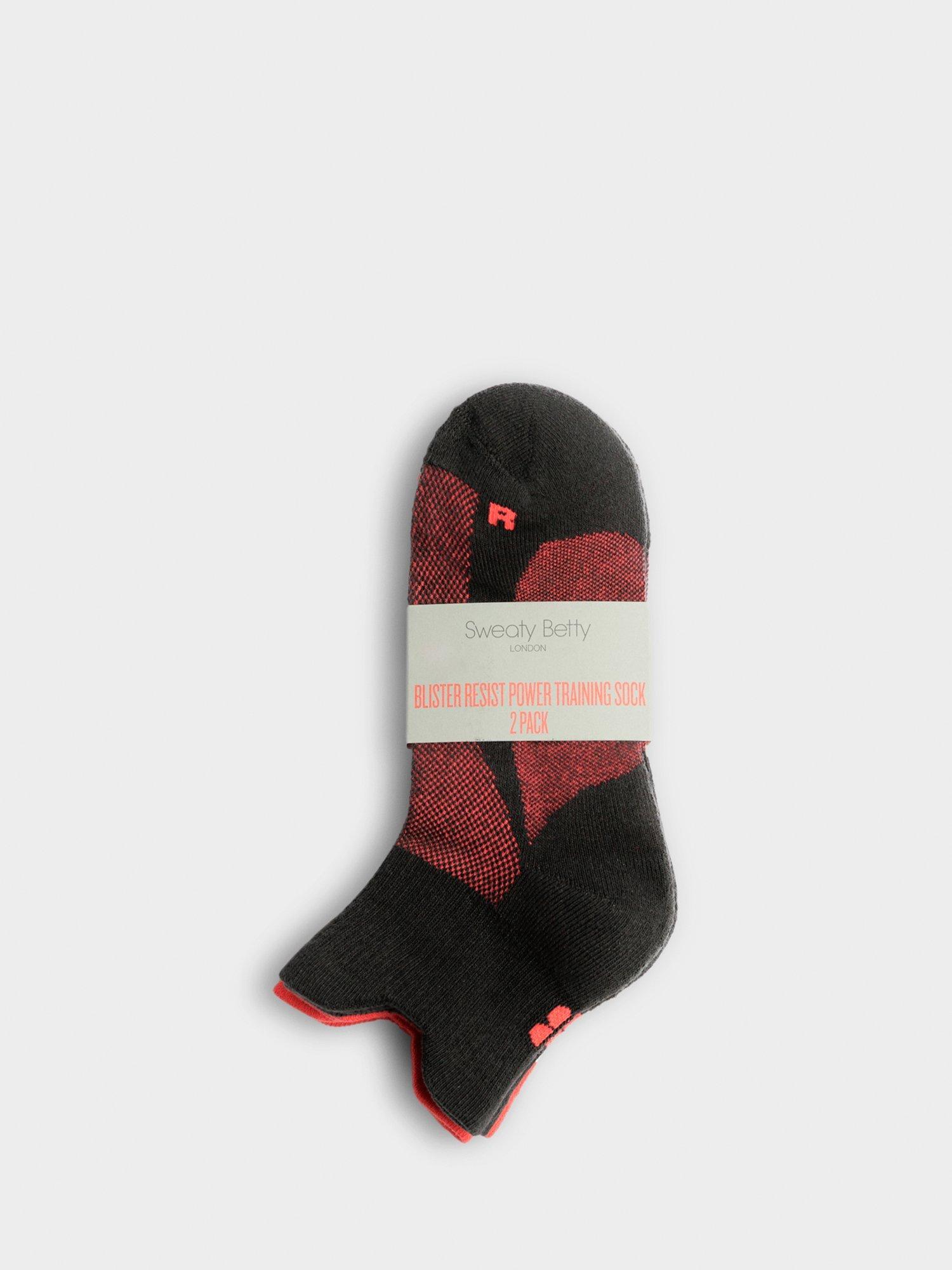 Product image 2 of 2, which shows Sweaty Betty Blister Resist Power Trainer Socks, Pack of 2, Lily White Dark Grey/Multi, 2-5