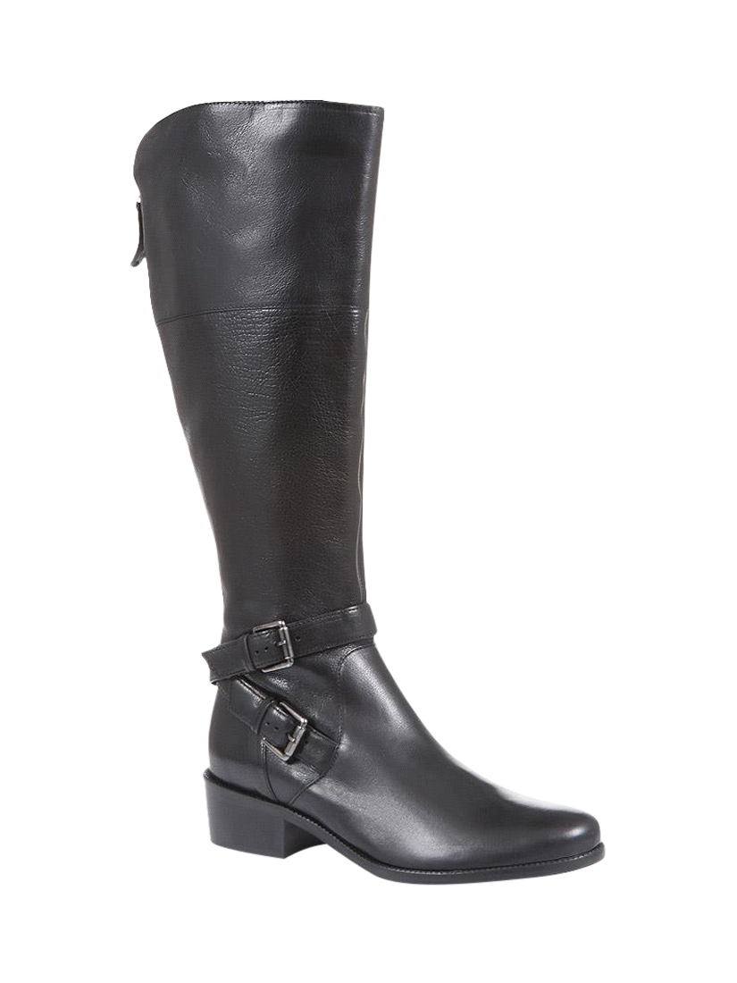 Product image 3 of 6, which shows Jones Bootmaker Phoebe Medium Calf Fit Knee High Leather Boots, Black, 3