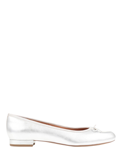 Jones Bootmaker Soleil Leather Ballet Flats, Silver