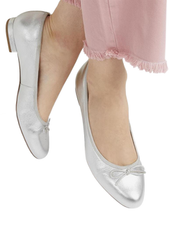 Jones Bootmaker Soleil Leather Ballet Flats - view 2, Silver