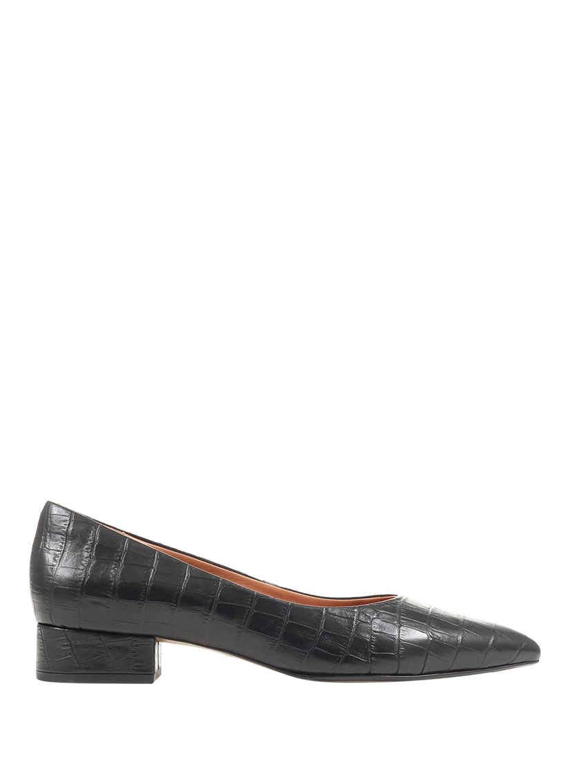 Product image 1 of 6, which shows Jones Bootmaker Sunstone Leather Court Shoes, Black Croc, 3