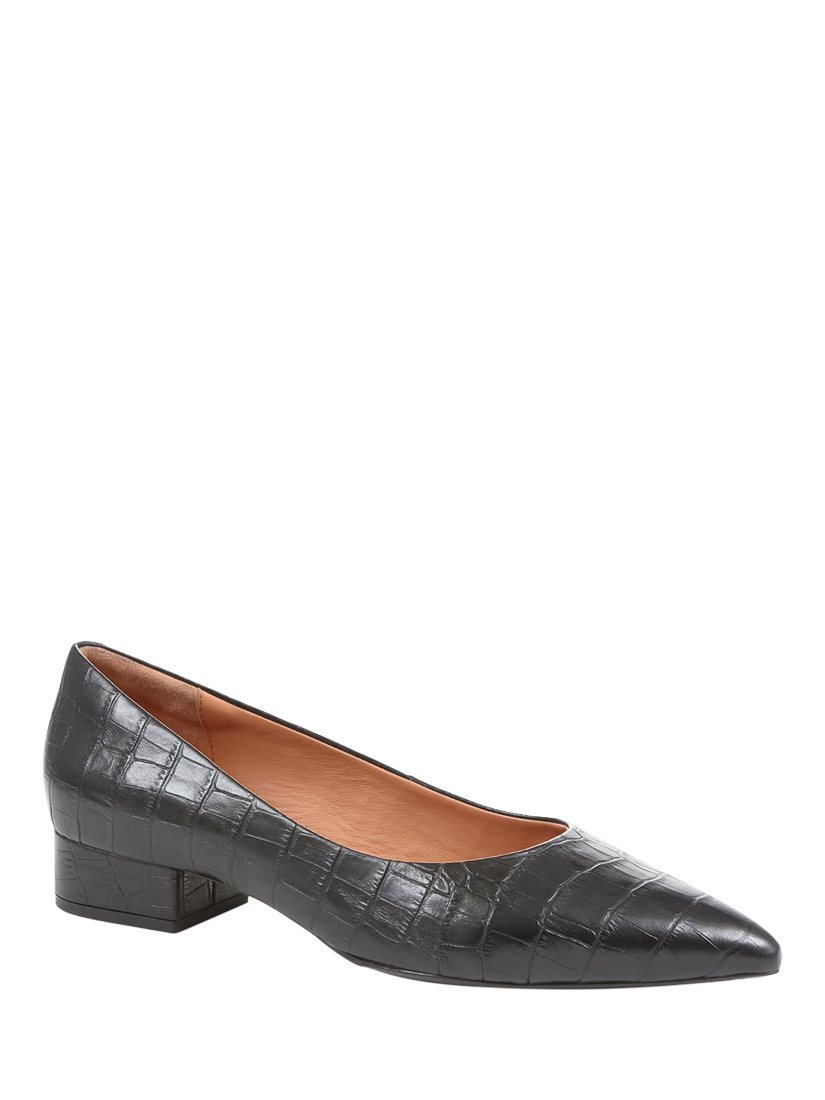 Product image 3 of 6, which shows Jones Bootmaker Sunstone Leather Court Shoes, Black Croc, 3