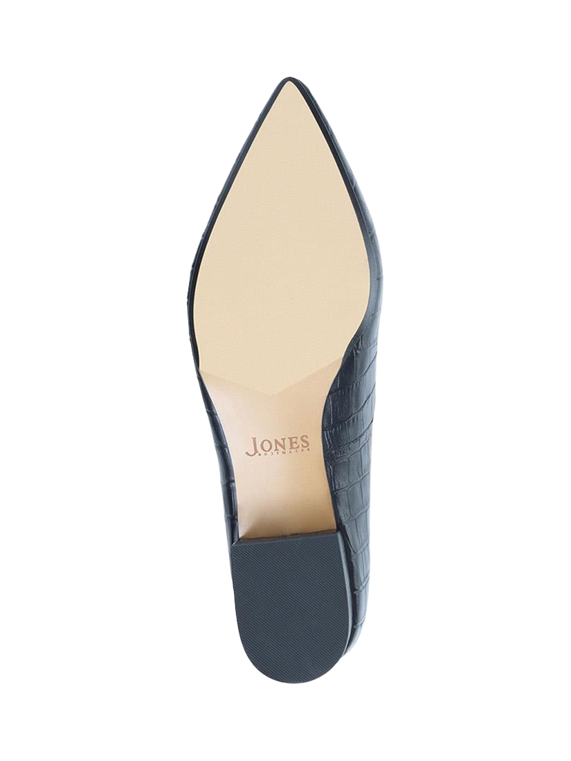 Product image 6 of 6, which shows Jones Bootmaker Sunstone Leather Court Shoes, Black Croc, 3