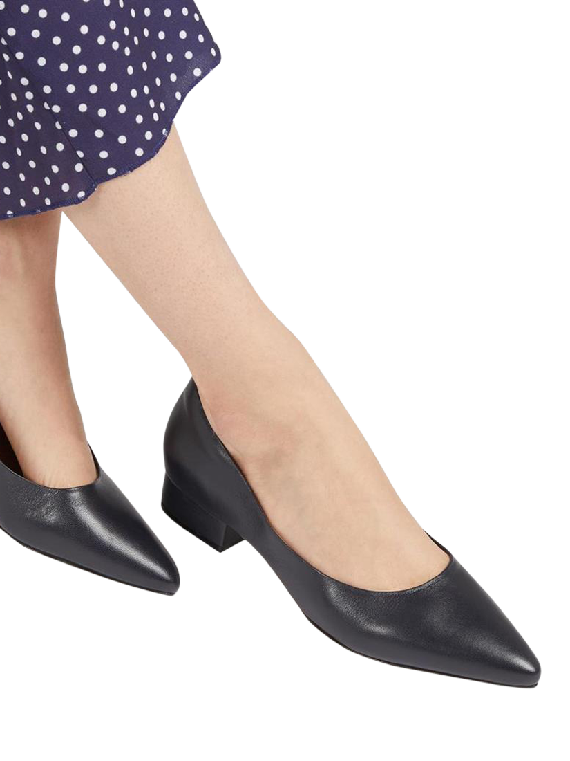 Product image 2 of 4, which shows Jones Bootmaker Sunstone Leather Court Shoes, Navy, 3