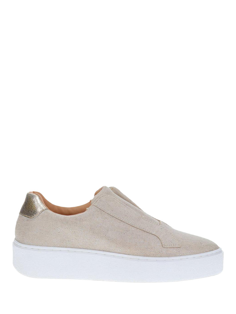 Product image 1 of 5, which shows Jones Bootmaker Fernanda 2 Textured Leather Slip-On Trainers, Sand, 3