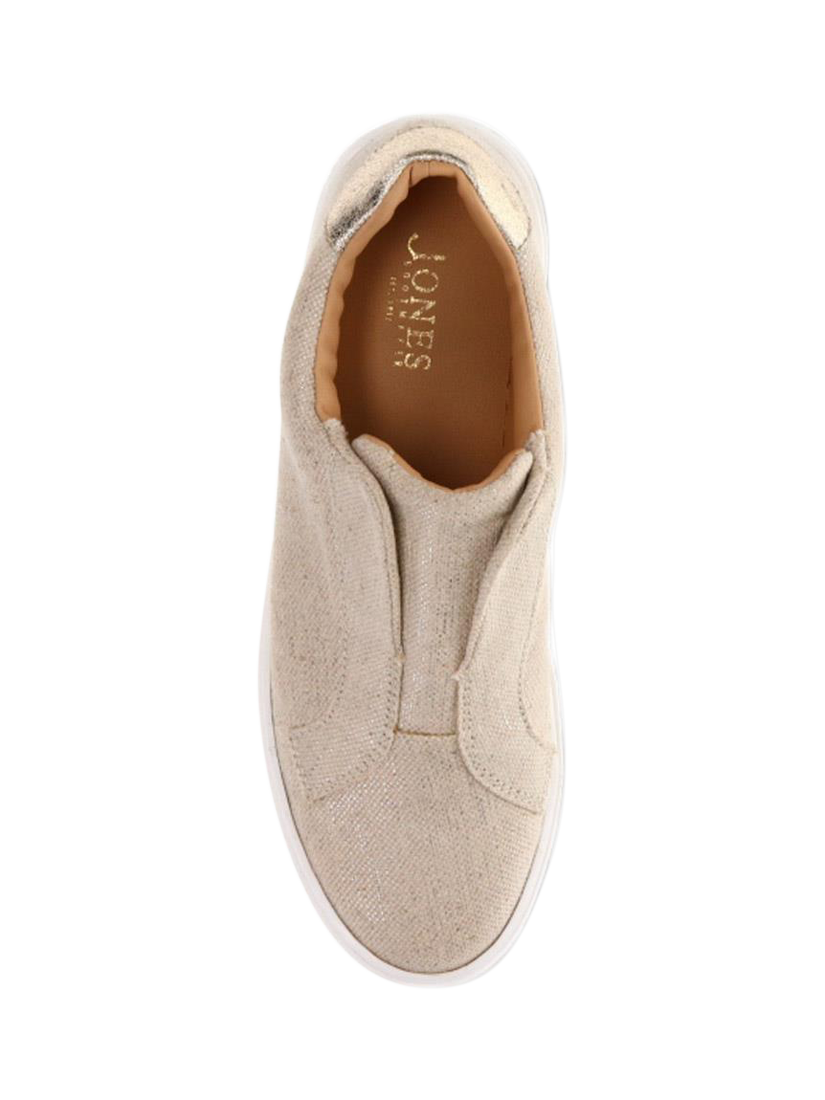 Product image 4 of 5, which shows Jones Bootmaker Fernanda 2 Textured Leather Slip-On Trainers, Sand, 3